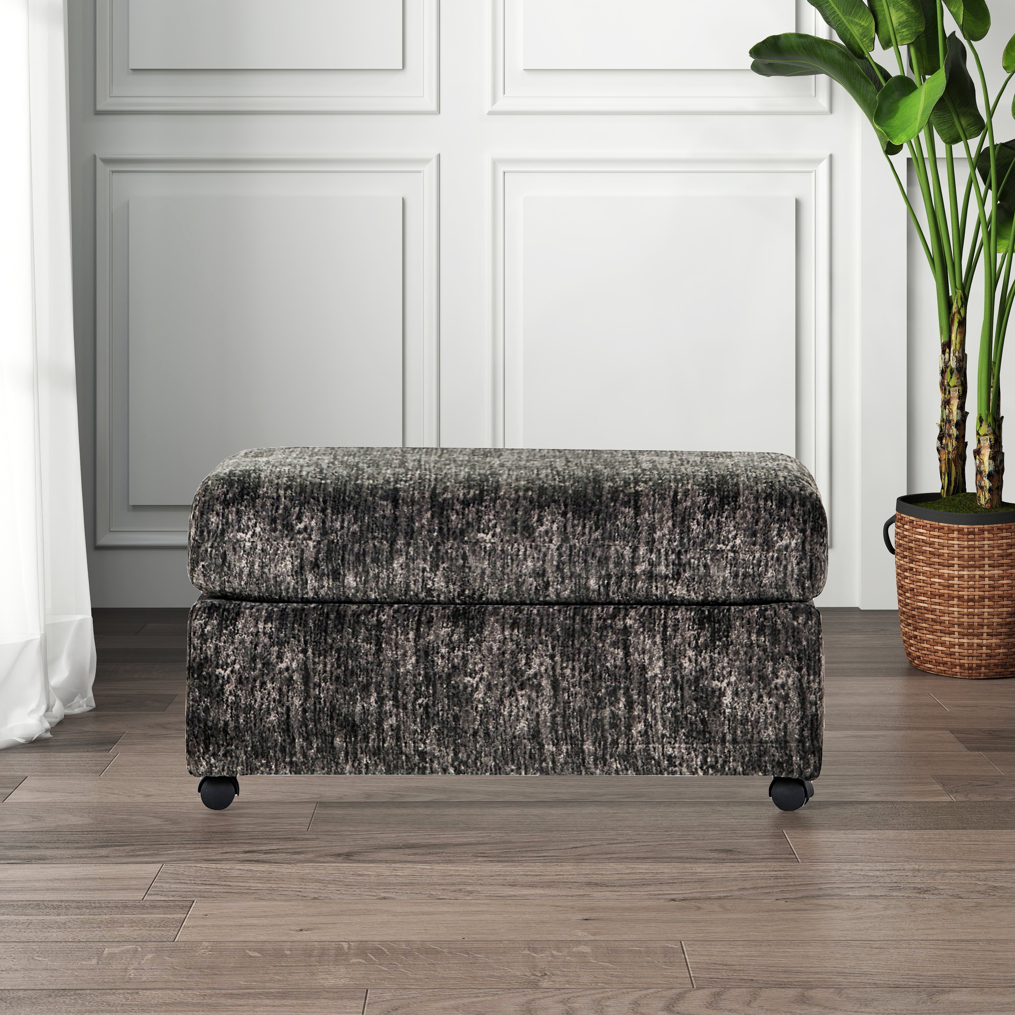 Roundhill Furniture Nason Living Room Ottoman - Soft Upholstered Storage Footrest, Perfect for Living Room, Bedroom & Home Decor - Coffee Table Alternative with Hidden Storage Compartment