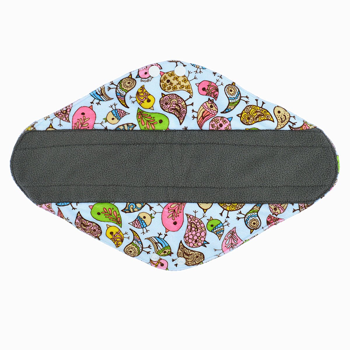 14 Inch Overnight Charcoal Bamboo Reusable Sanitary Pads for Women - Eco-Friendly Menstrual Pads, Soft & Absorbent Cloth Pads with Wings (Birds Design) - Perfect for Heavy Flow, Postpartum & Nighttime Use