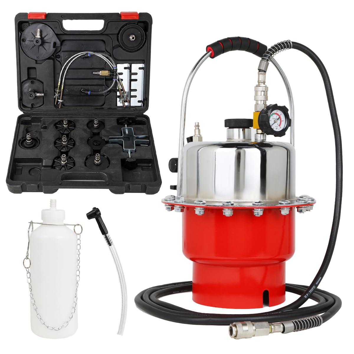 WNZ 5L Brake Bleeder Kit - Professional Master Cylinder Bleeder Tool with Pressure Pump for Car & Motorcycle Maintenance | DIY Brake Fluid Change & Hydraulic System Repair