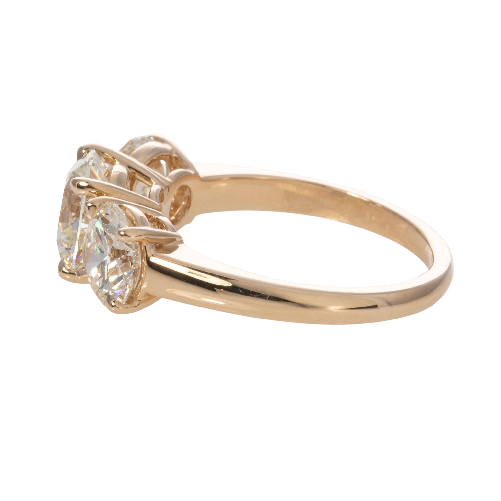 4ctw Round Brilliant Cut Diamond Three Stone 14K Gold Engagement Ring for Women - Perfect for Proposals, Anniversaries & Special Occasions