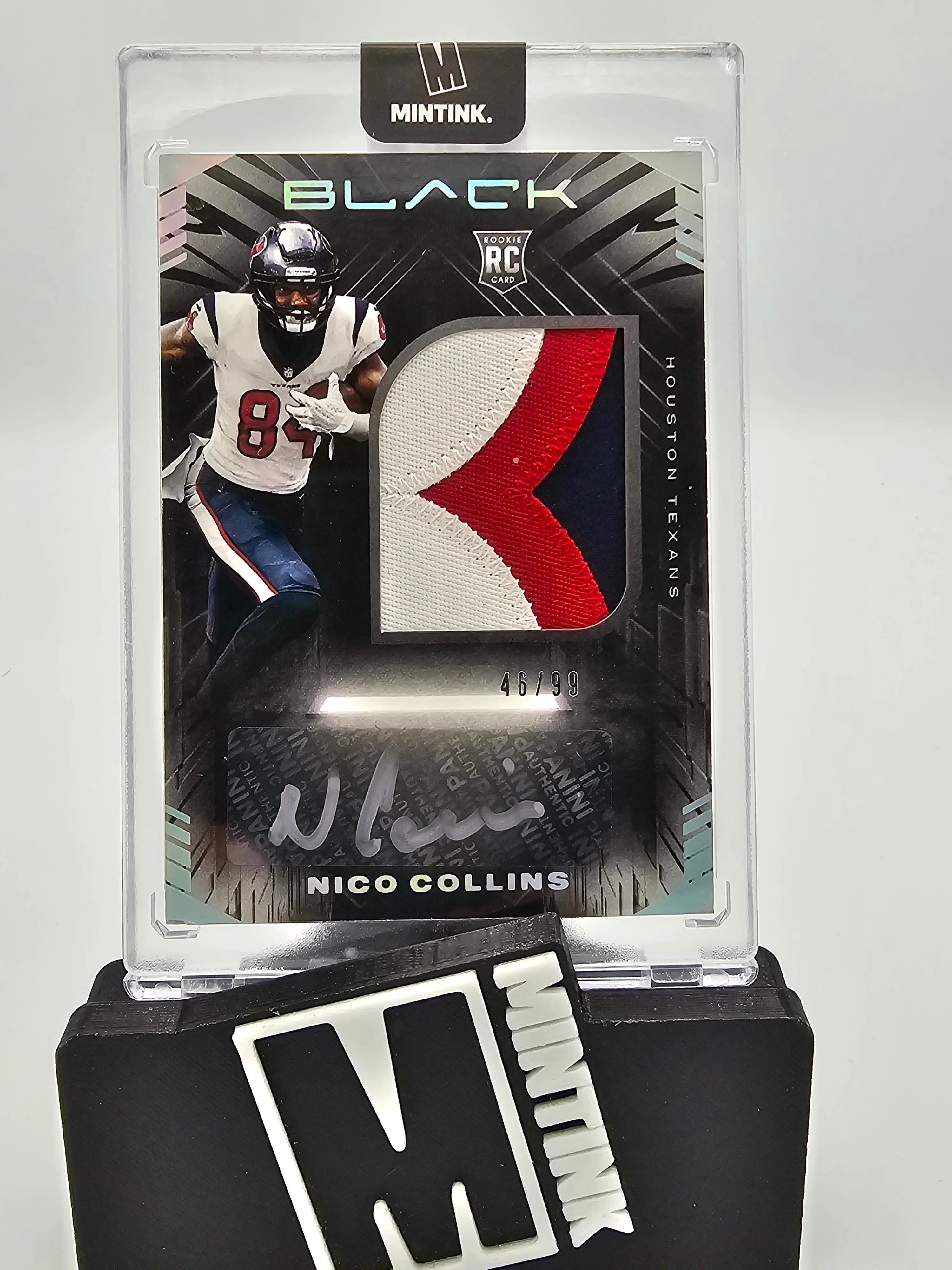 2021 Panini Black Football Nico Collins Rookie Card Patch Autograph #230 46/99 - Collectible Sports Memorabilia for NFL Fans & Card Collectors
