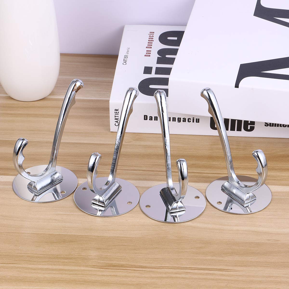 4-Pack Stainless Steel Wall Hooks - Heavy Duty Metal Hooks for Home Organization, Kitchen, Bathroom & Entryway - Rustproof Wall Mount Hangers for Coats, Towels, Bags & Decor