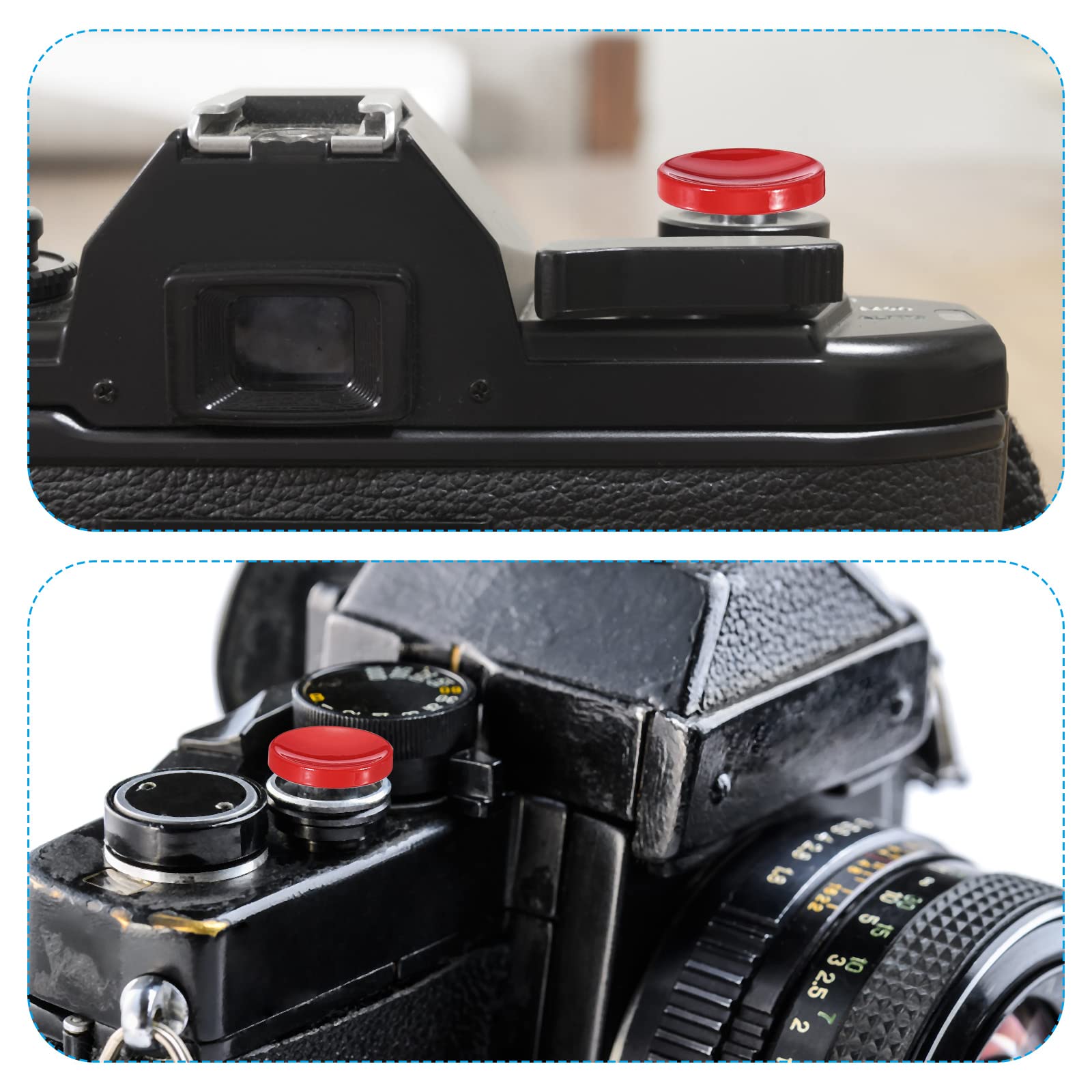 3 Pack Soft Shutter Release Button for Nikon Fujifilm Leica Cameras - Pure Copper Concave Design (Red/Black/Orange) - Perfect for DSLR Photography, Street Shooting & Travel Scenes