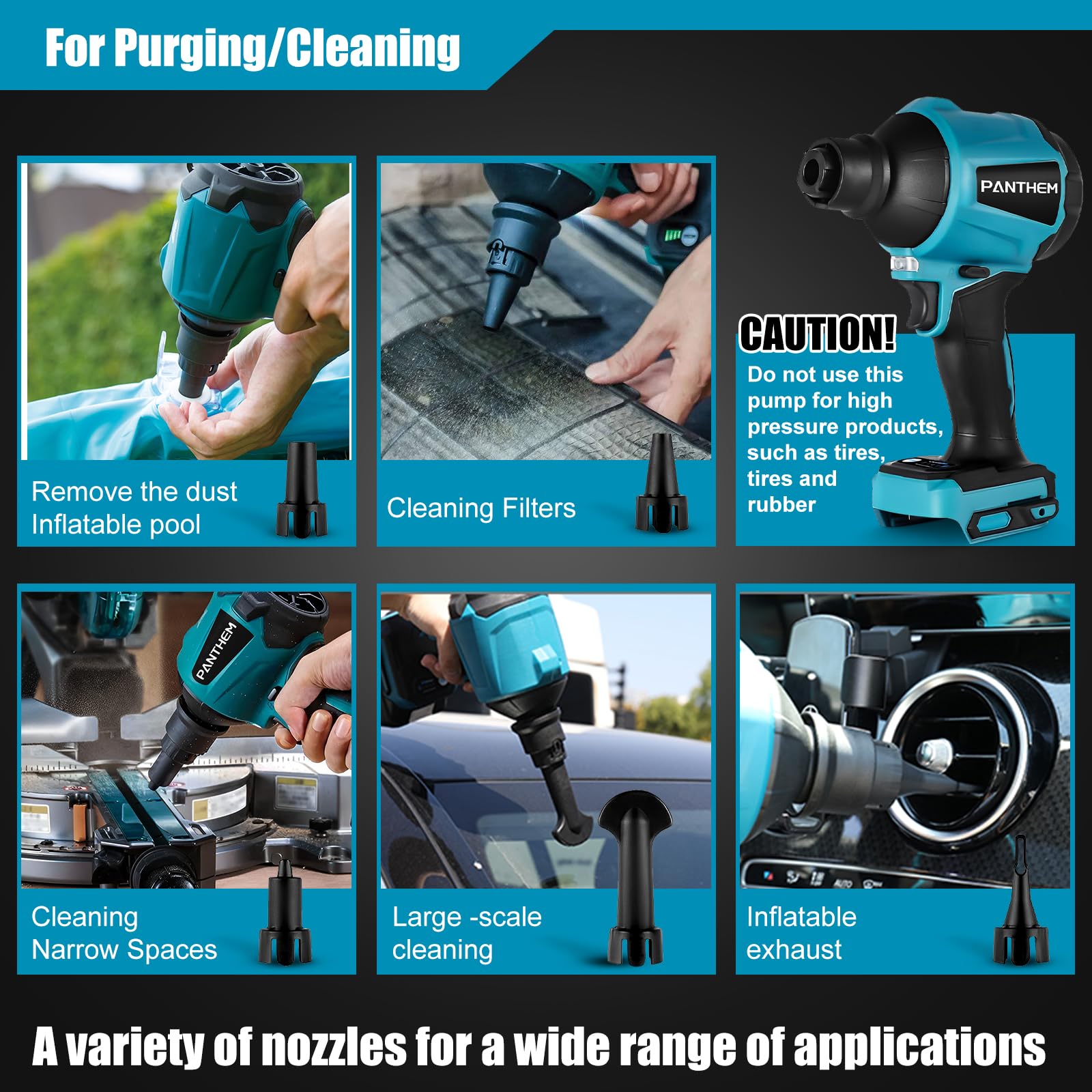 **18V Cordless Leaf Blower - Mini Battery-Powered Blower Compatible with Makita 18V Li-Ion Batteries for Lawn Care, Leaf Blowing, Car Cleaning & Tight Spaces (Battery & Charger Not Included, Blue)**    *Perfect for quick yard cleanup, blowing leaves off driveways, drying cars after washing, and reaching tight corners.*