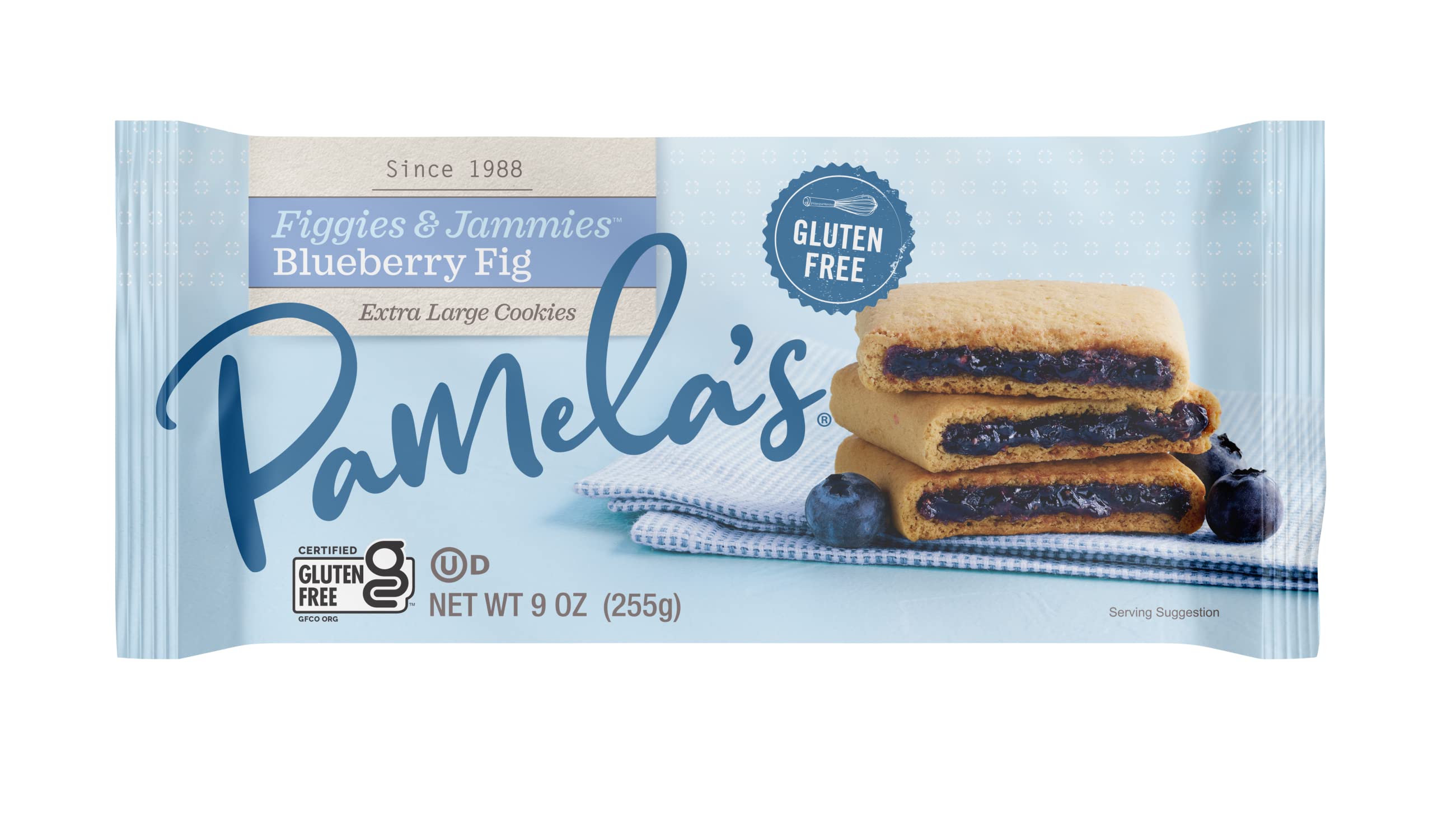 Pamela's Products Gluten Free Figgies & Jammies Cookies - Blueberry & Fig Flavor, 9oz (6-Pack) | Healthy Snacks for Kids, Lunchbox Treats & Gluten-Free Desserts