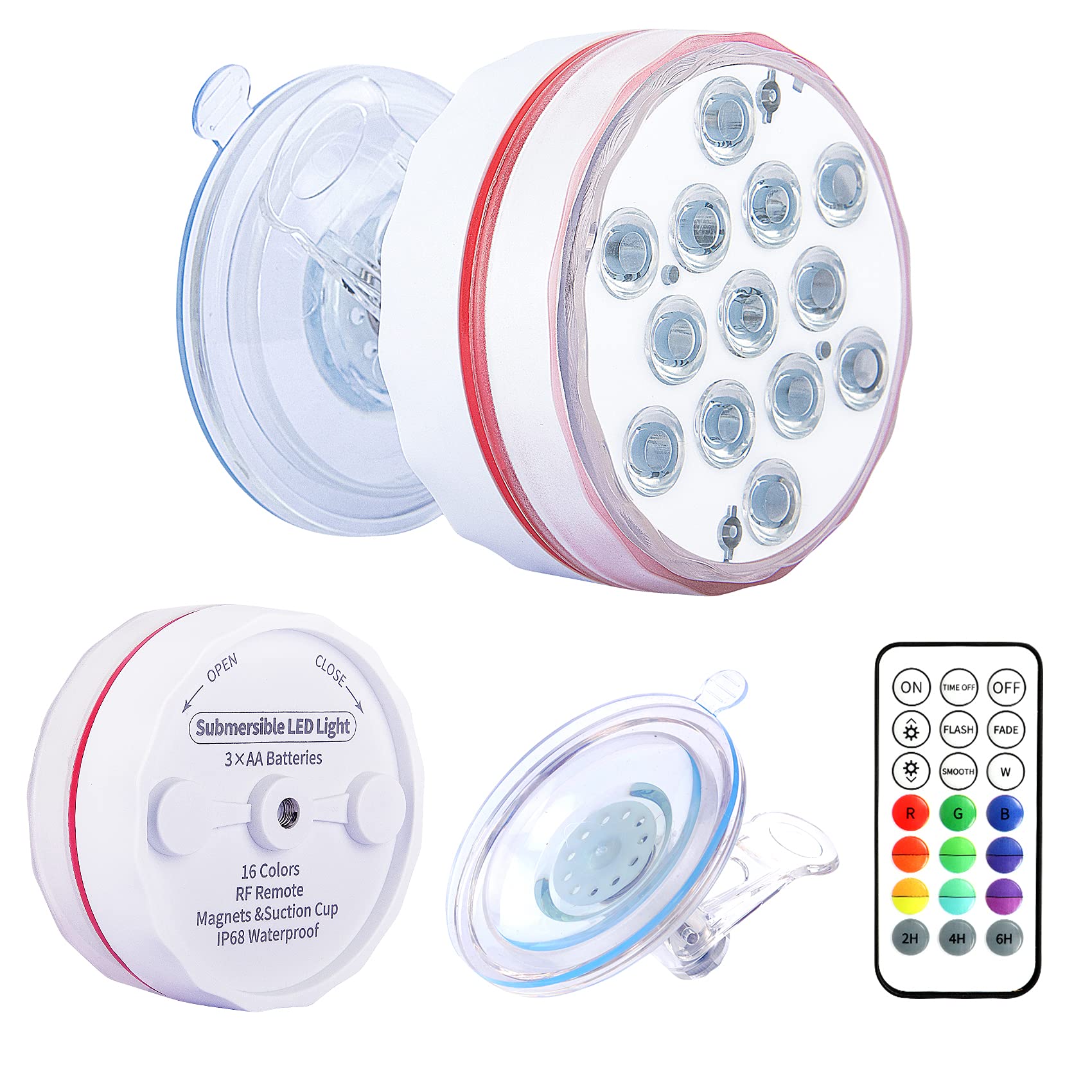 VIDOME Color Changing LED Shower Lights with Remote Control - IP68 Waterproof Magnetic Pool Lights for Above Ground Pools, Bathtubs & Showers - Perfect for Spa Nights, Relaxing Baths & Backyard Pool Parties