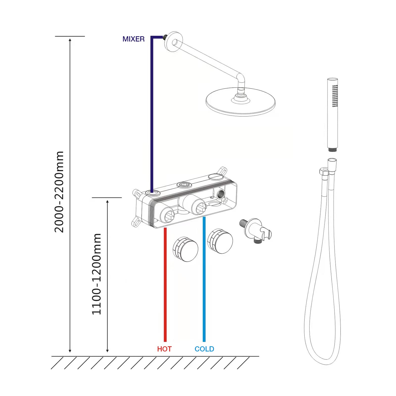 TRUSTMI 10 Inch Rainfall Shower System - Matte Black Brass Round Rain Shower Head with Handheld Shower Faucet Set (Includes Rough-In Valve) - Perfect for Modern Bathroom, Spa-Like Shower Experience & Luxury Home Renovation