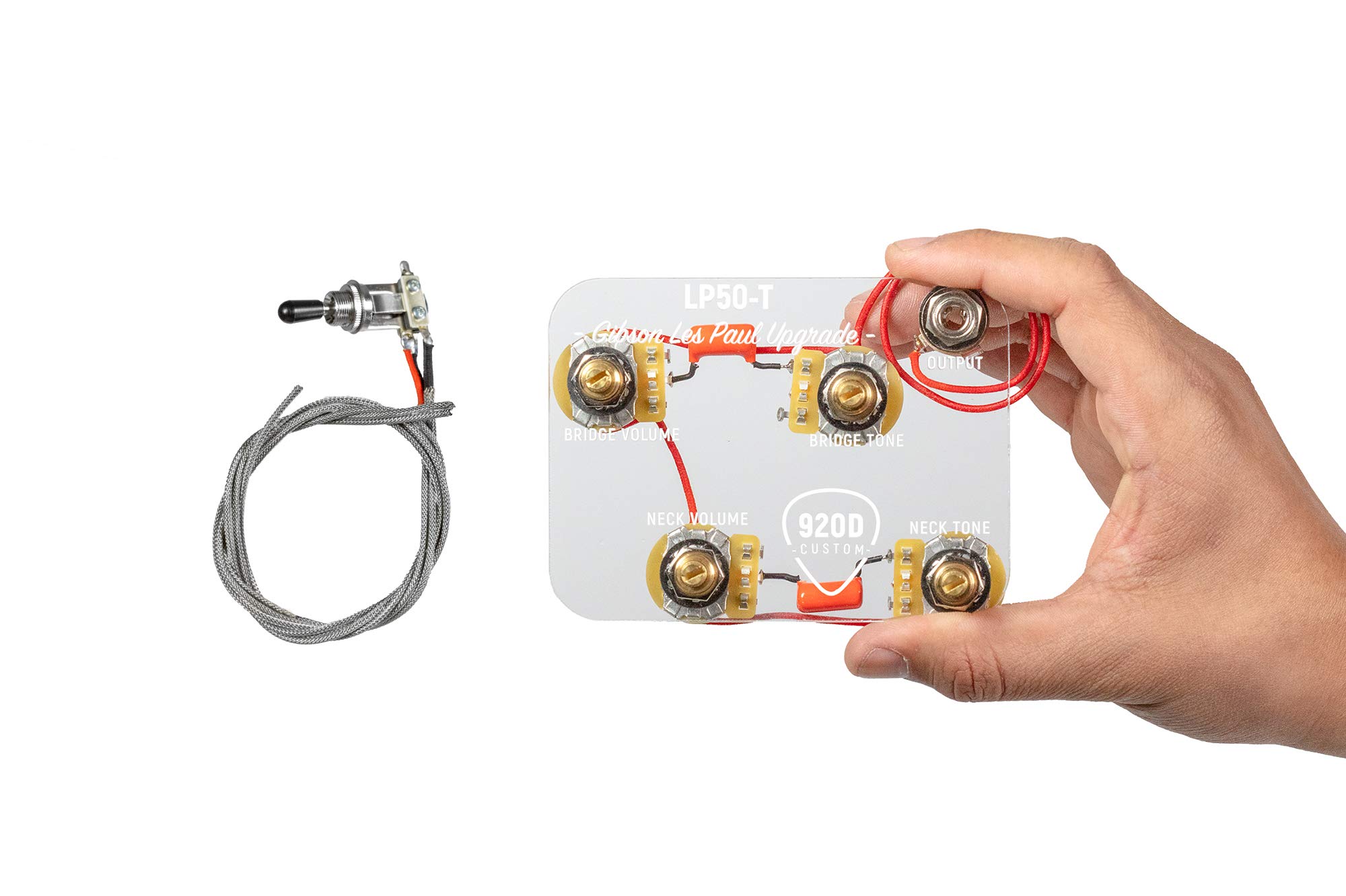 Premium 920D Custom Les Paul Wiring Harness Kit with 3-Way Toggle Switch & 4 Long Shaft Pots - Perfect for Guitar Upgrades, DIY Repairs, and Professional Installations