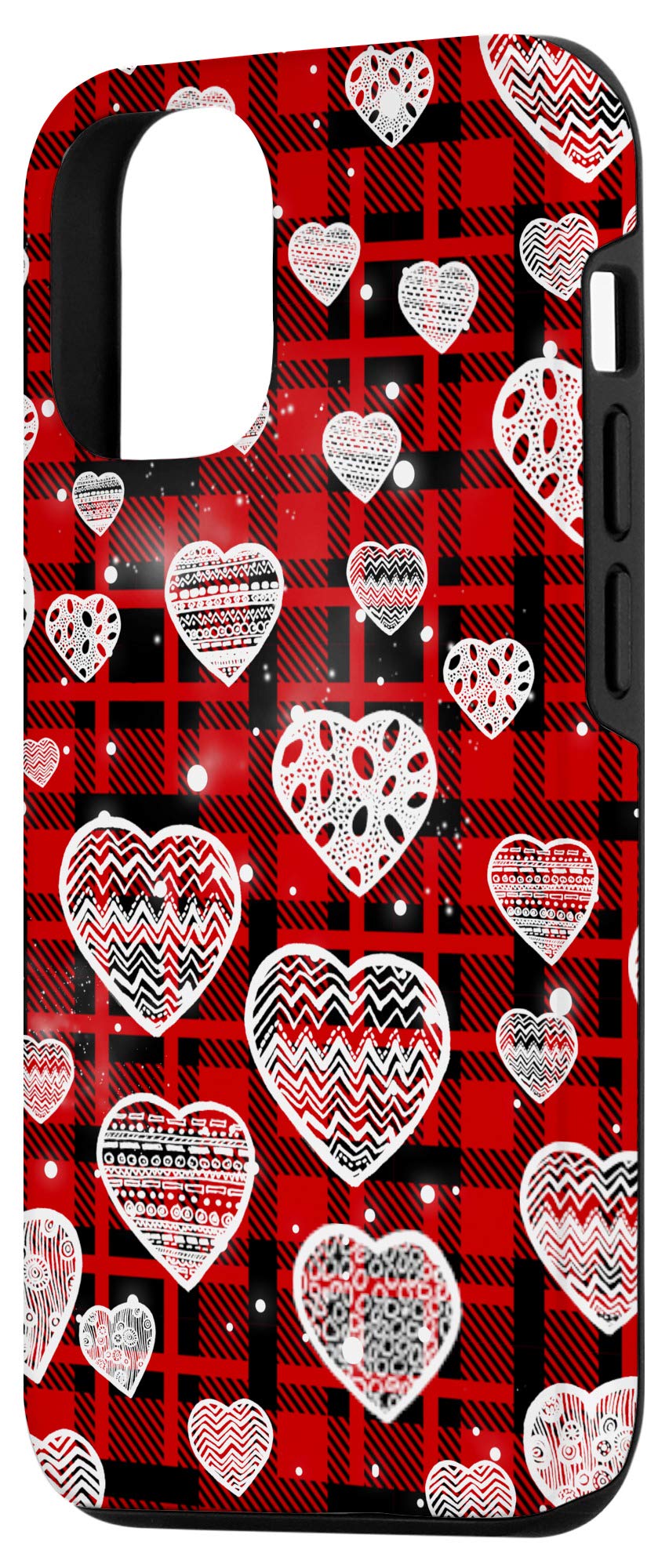 iPhone 12/12 Pro Valentine's Day Case - Heart Love Pattern Red Plaid Cute Trendy Phone Cover | Perfect Romantic Gift for Couples & Anniversary
