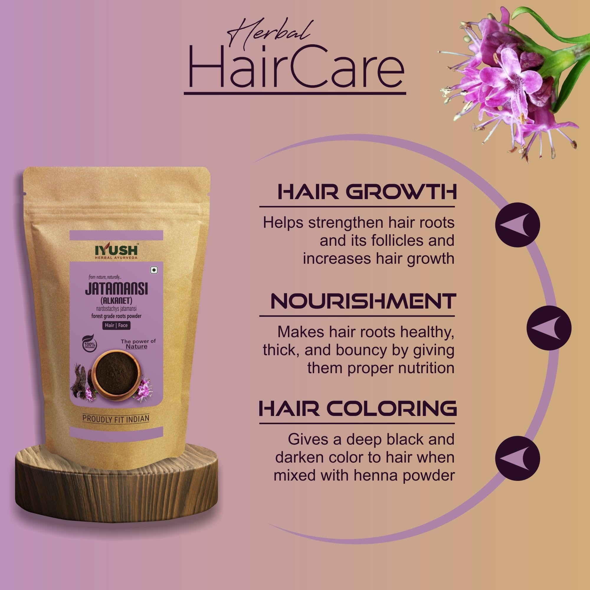 IYUSH Herbal Ayurveda Jatamansi Powder – 900gm | Natural Jatamasi Powder for Hair Growth & Scalp Health | Organic Ayurvedic Remedy for Thicker, Stronger Hair | Perfect for DIY Hair Masks & Herbal Treatments
