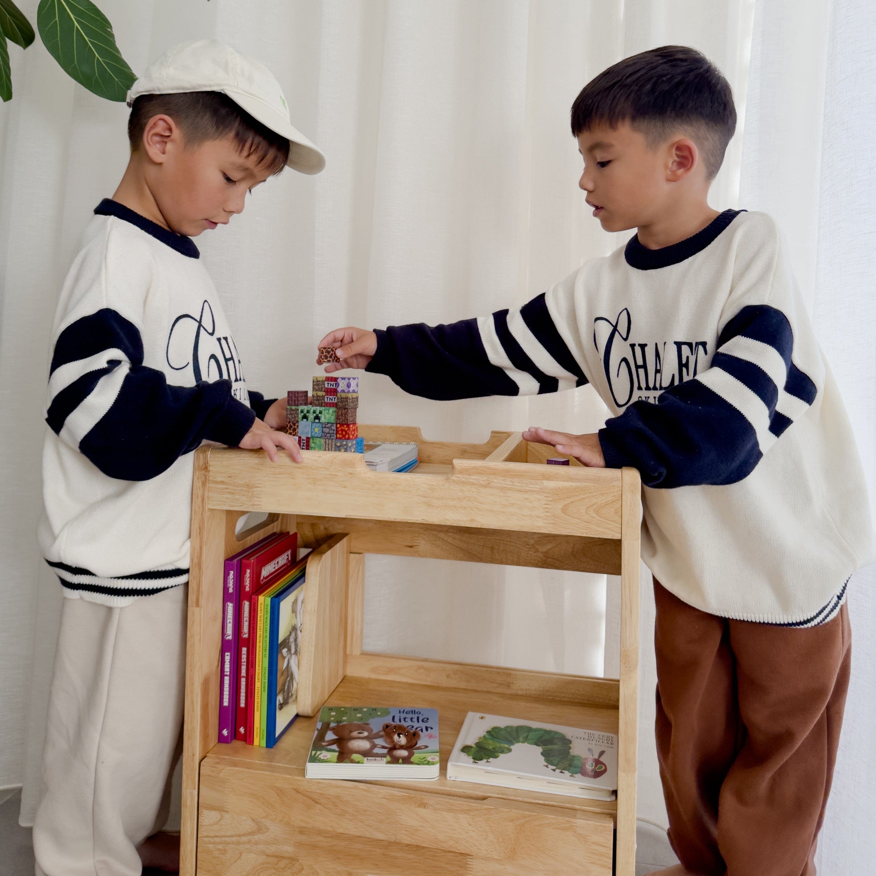 Montessori Solid Wood Storage Cabinet for Kids - Natural Wood Toy Organizer with Shelves - Perfect for Playroom, Classroom & Home Organization