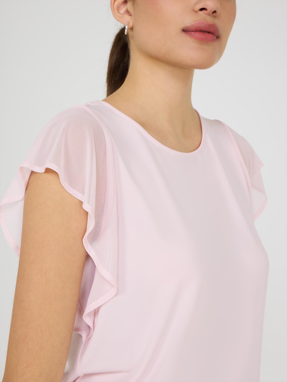 Women's Mesh Flutter Sleeve Top - Breathable Loose Fit Blouse for Summer, Beach & Casual Outings