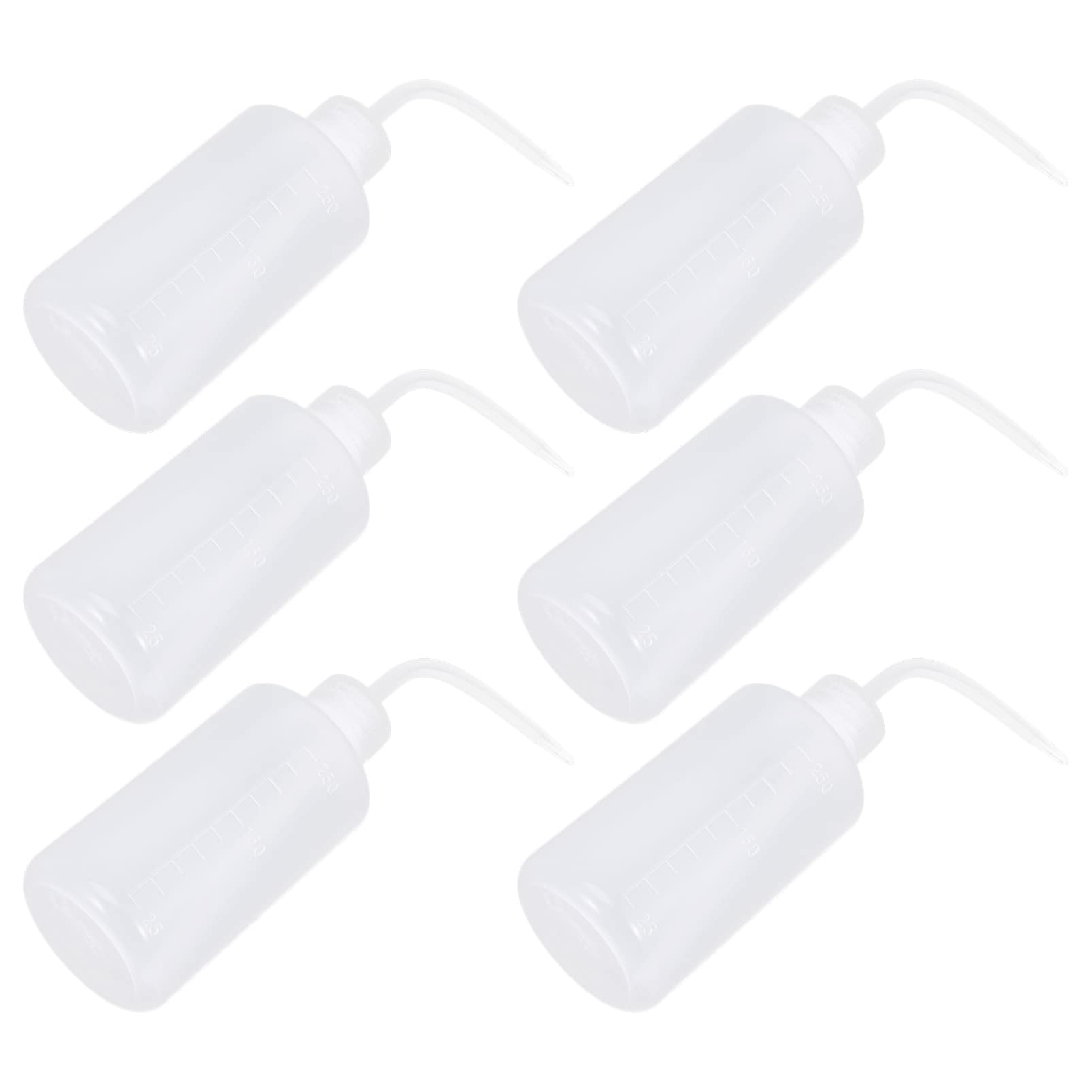 iplusmile 6-Piece Graduated Plastic Rinse Bottle Set - Refillable Squeeze Bottles with Measurement Scale for Lab, Kitchen & Cleaning - BPA-Free Wash Bottles for Chemicals, Detergents & DIY Projects