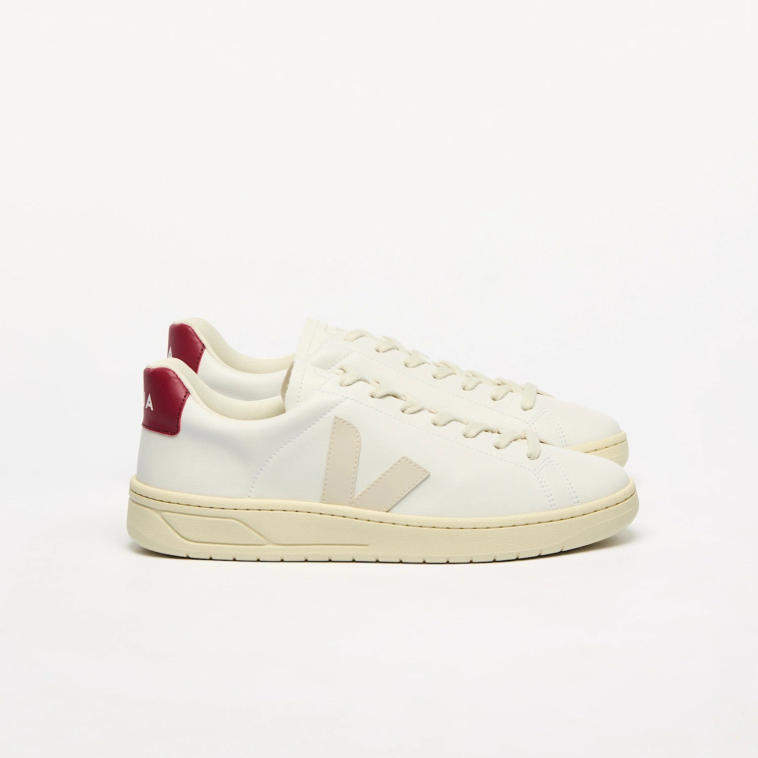 Veja Women's URCA CWL Sneakers in White & Pierre Marsala - Comfortable Vegan Leather Casual Shoes for Walking, Running & Everyday Wear