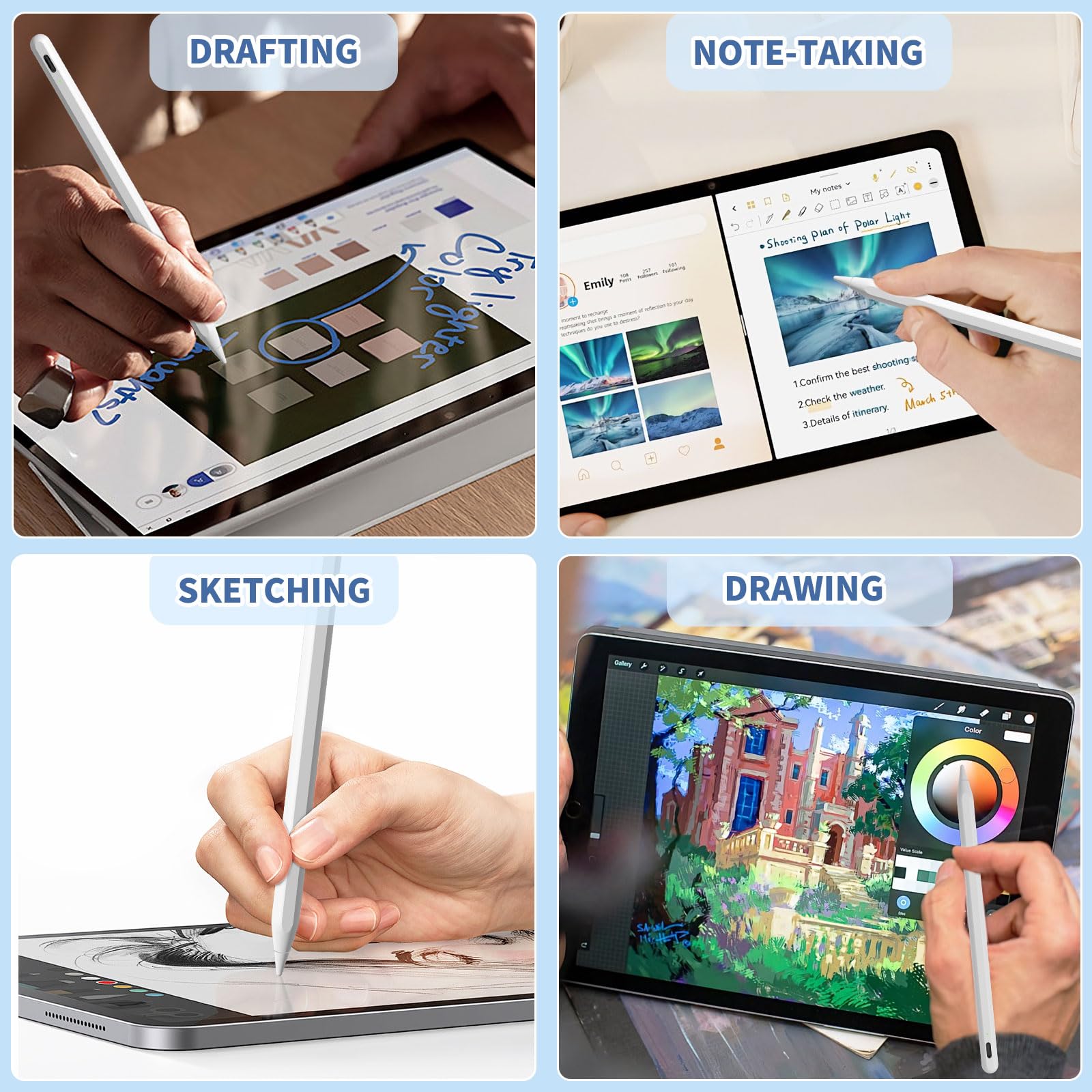 Apple Pencil for iPad 9th & 10th Gen - Fast Charging Stylus with Palm Rejection & Tilt Sensitivity - Compatible with iPad Pro 11/12.9