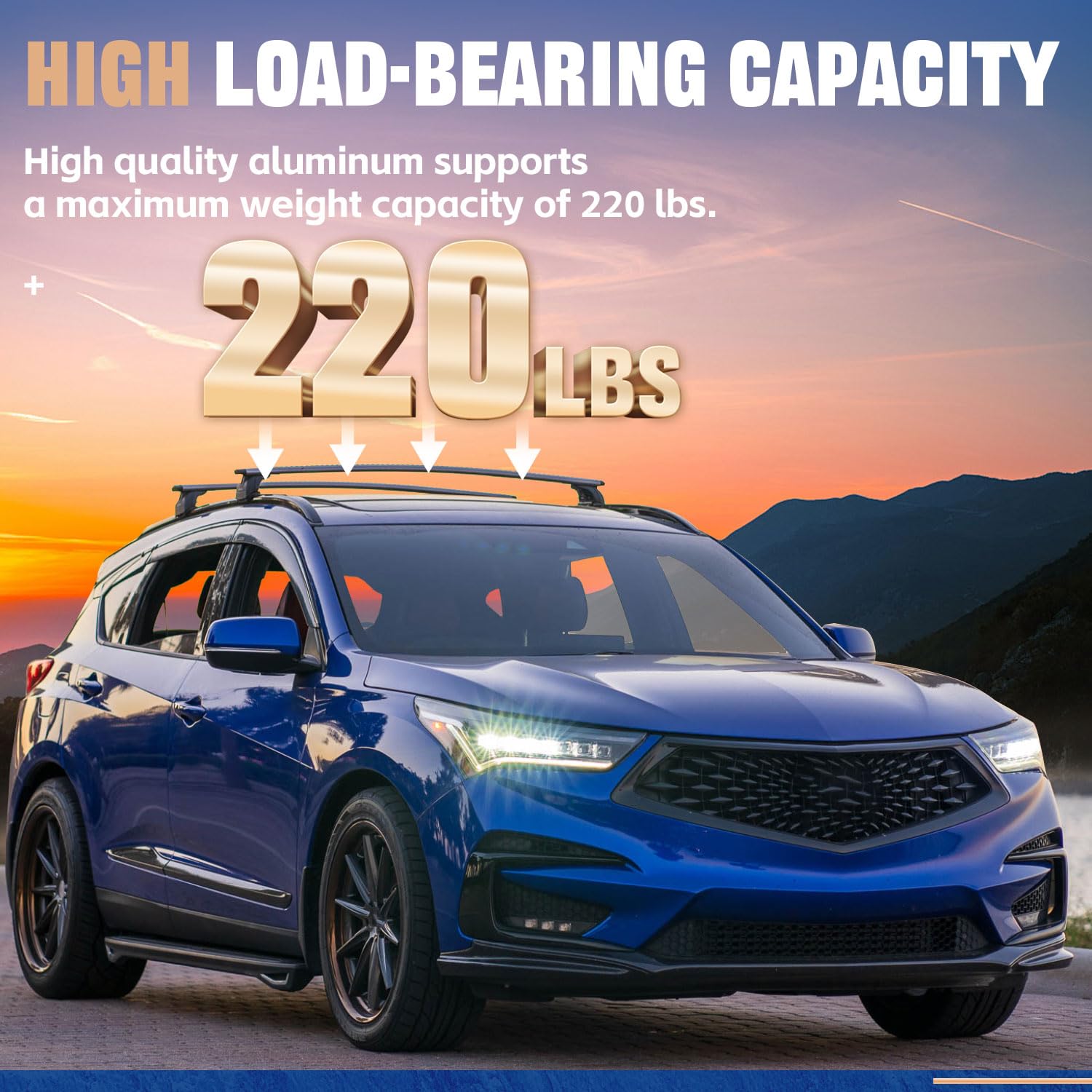 4Pcs Aluminum Cross Bars Roof Rack for Acura RDX 2019-2025 - Universal Fit Roof Rails Cargo Bars for Kayak, Bike, Camping Gear & Luggage Box - Heavy Duty Car Top Carrier Accessories