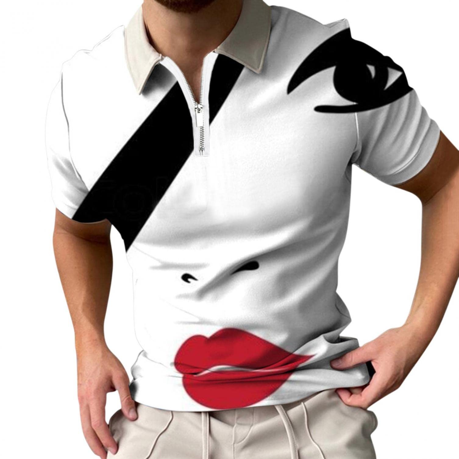 Men's Slim Fit Short Sleeve Polo Shirt - Breathable Golf Shirt with Turn Down Collar - Casual T-Shirt for Golf, Work & Outdoor Activities