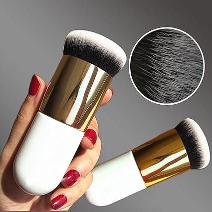 Rishvi 2-Piece Kabuki Makeup Brush Set - Soft Chubby Foundation Brush & Travel Powder Brush for Liquid, Cream & Powder Cosmetics | Blending & Flawless Finish | White & Multicolor (High Quality) | Perfect for Everyday Makeup & Travel Touch-Ups