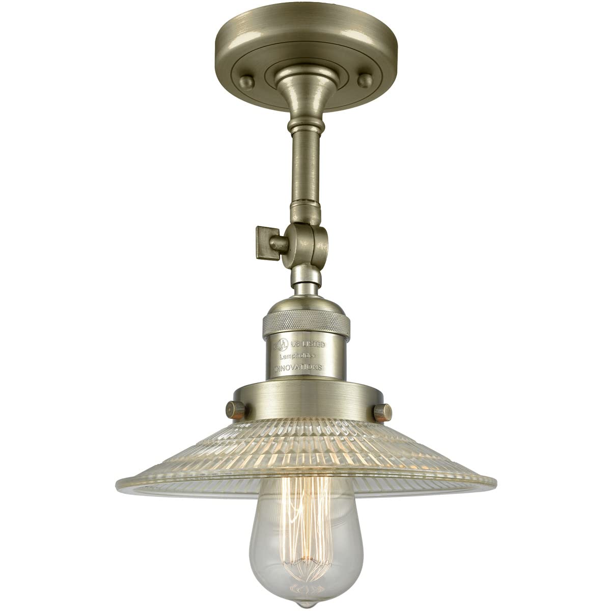 Innovations 201F-AB-G2-LED Semi-Flush Mount Ceiling Light Fixture - Antique Brass Finish, Energy Efficient LED Lighting for Bedroom, Living Room, Dining Room & Hallway