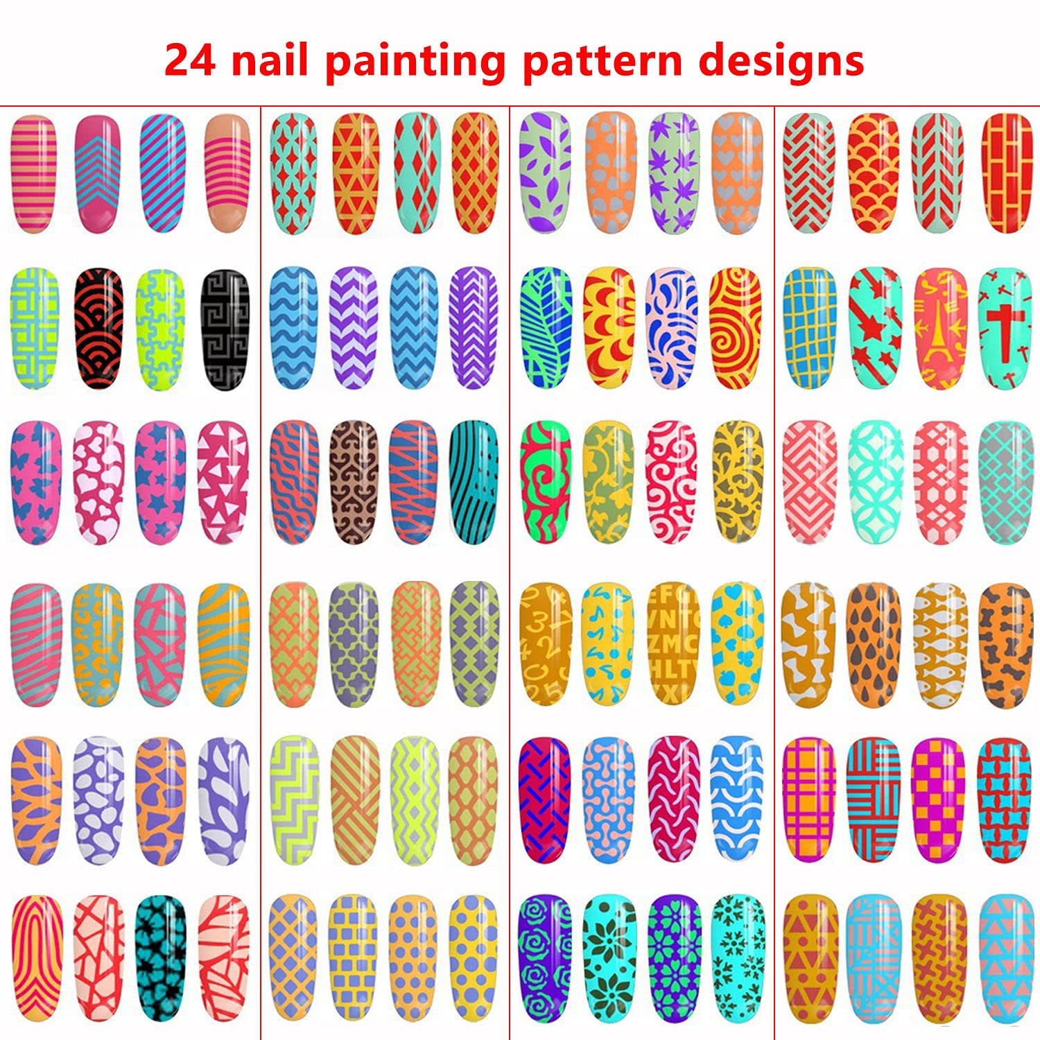 24 Sheets Holographic Glitter Nail Art Stickers - Floral, Leaf & Heart Designs for Manicure Decoration | DIY Nail Art Supplies for Women | Perfect for Home, Salon & Party Nail Styling