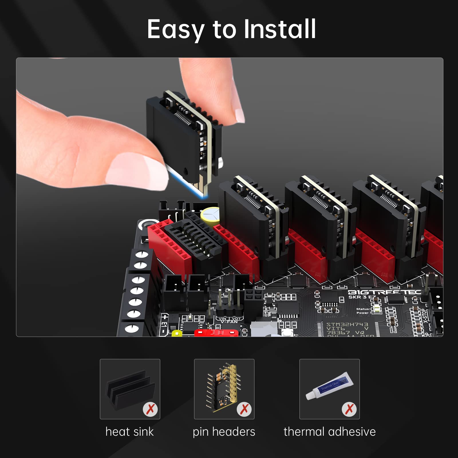 BIGTREETECH SKR 3 EZ 32-bit Silent Control Board with 5PCS EZ2209 Stepper Drivers - Upgraded DIY Solution for FDM 3D Printers, Compatible with TFT Touch Screens & EZ5160/EZ2130 Drivers - Perfect for Quiet 3D Printing, CNC Machines, and Maker Projects