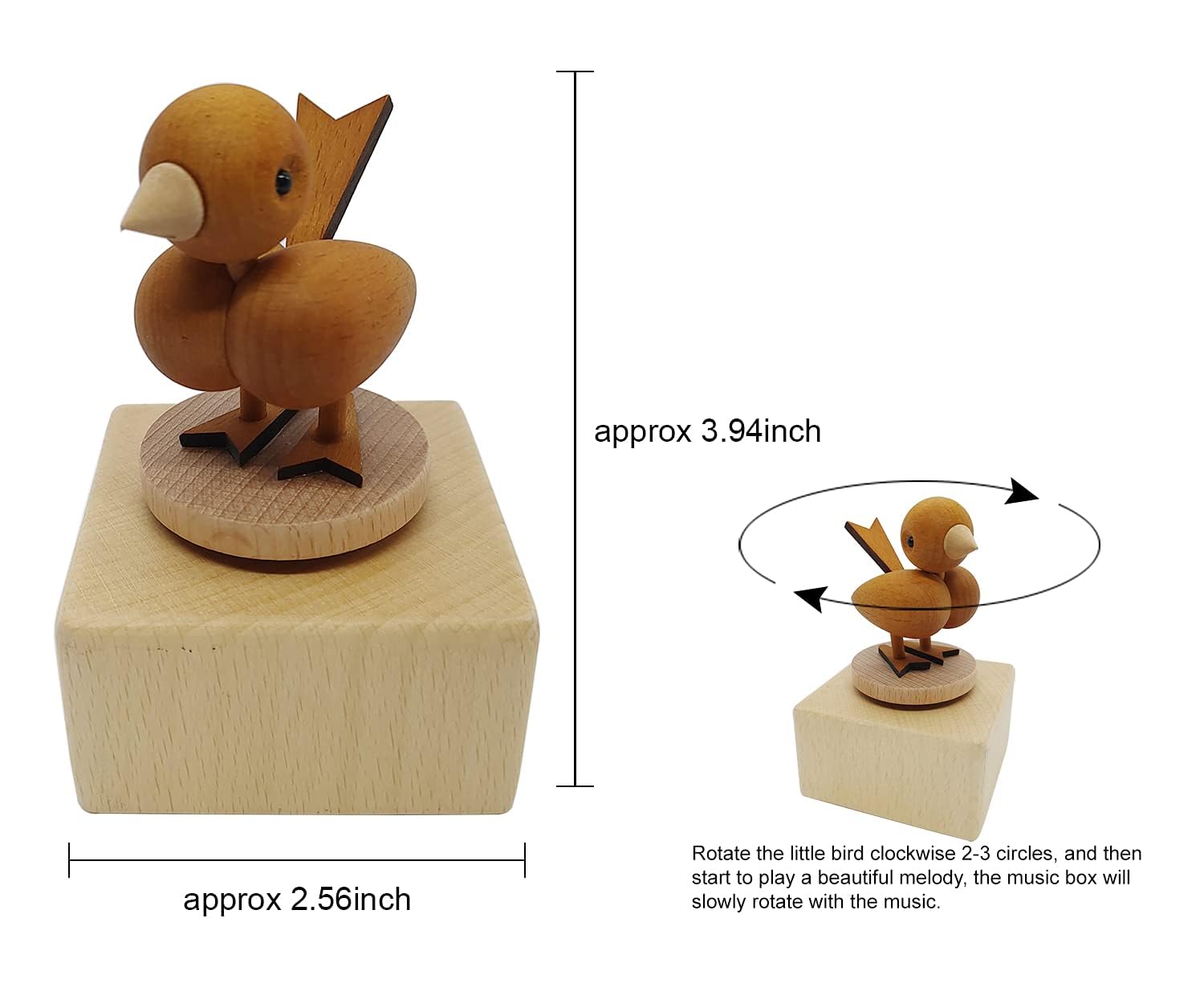 Mini Wooden Bird Music Box - Handcrafted Animal Mechanical Music Box for Kids & Adults - Perfect Gift for Friends, Birthday, Anniversary - Ideal for Bedroom Decor, Relaxation & Special Moments