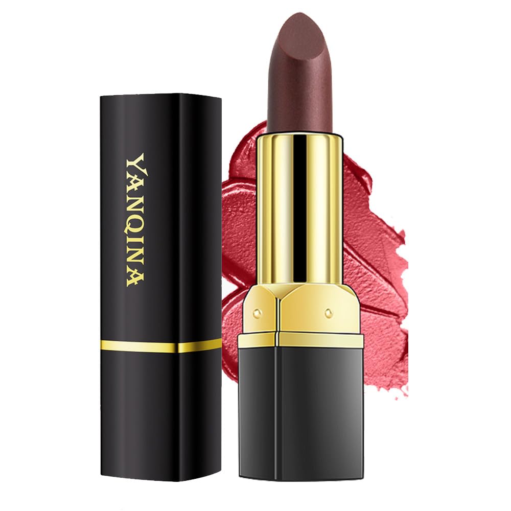 Waterproof Long Lasting Black Rose Shimmer Lipstick - Shiny Lip Gloss & Moisturizing Lip Balm for Women | Perfect for Parties, Date Nights & Everyday Wear