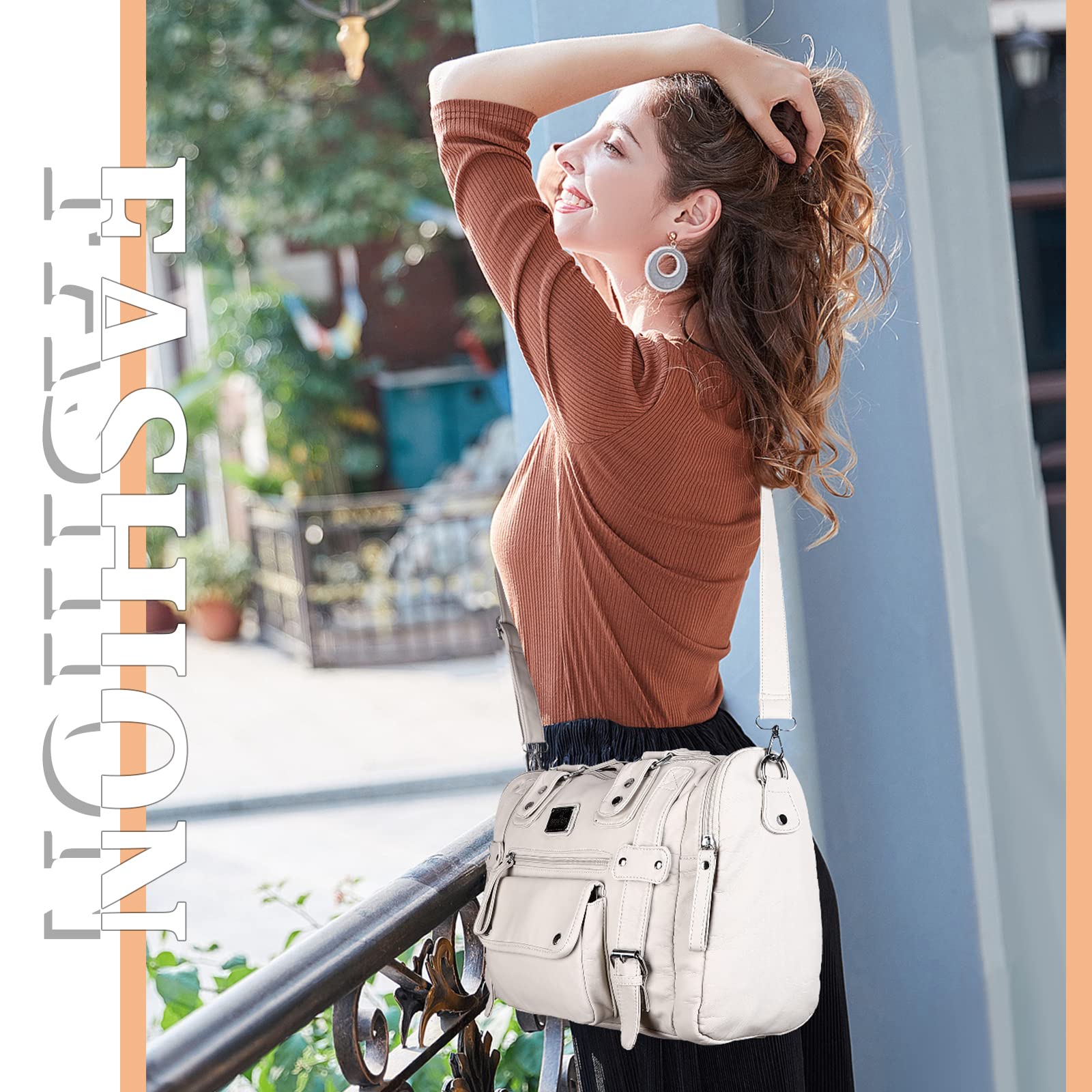 Angelkiss Women's Soft Leather Purses - Stylish Hobo Bags, Satchel Shoulder Bags & Tote Crossbody Bags for Work, Travel & Everyday Use