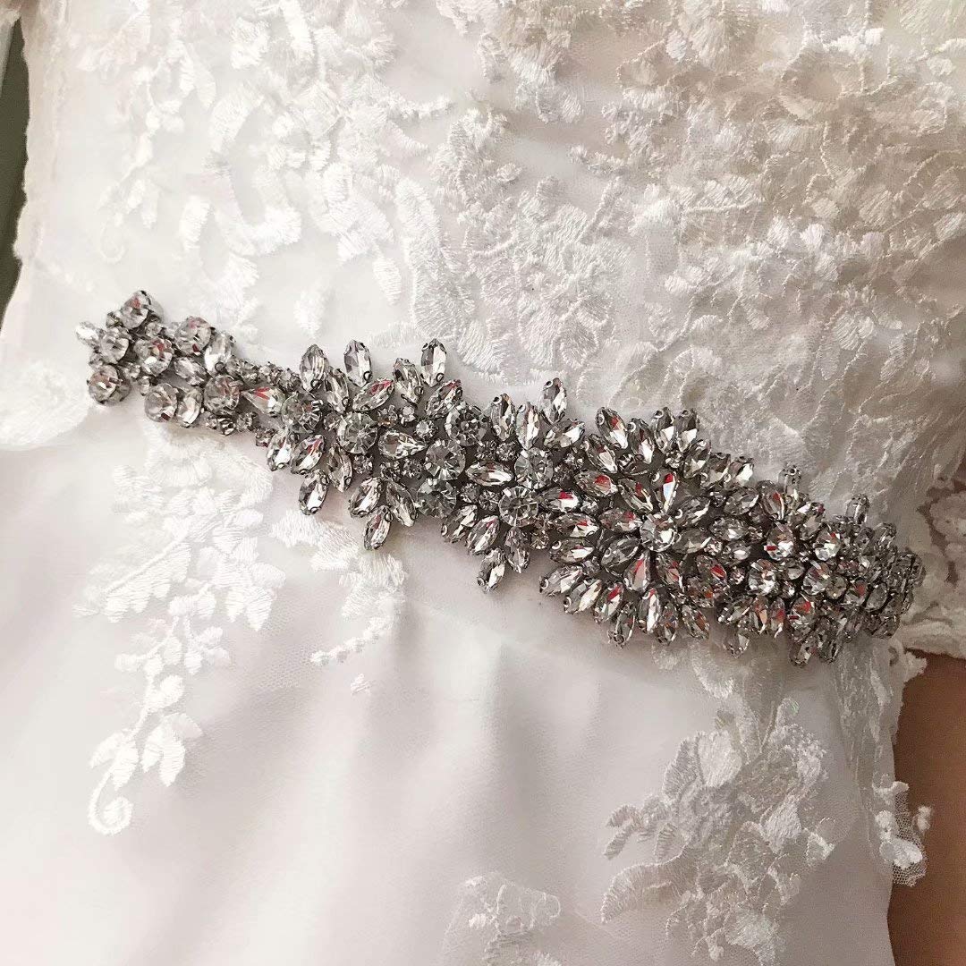 Mesyo Crystal Bridal Sash Belt - Rhinestone Braided Waistband for Wedding, Evening & Prom Dresses - Perfect for Bridesmaids, Pageants & Formal Events