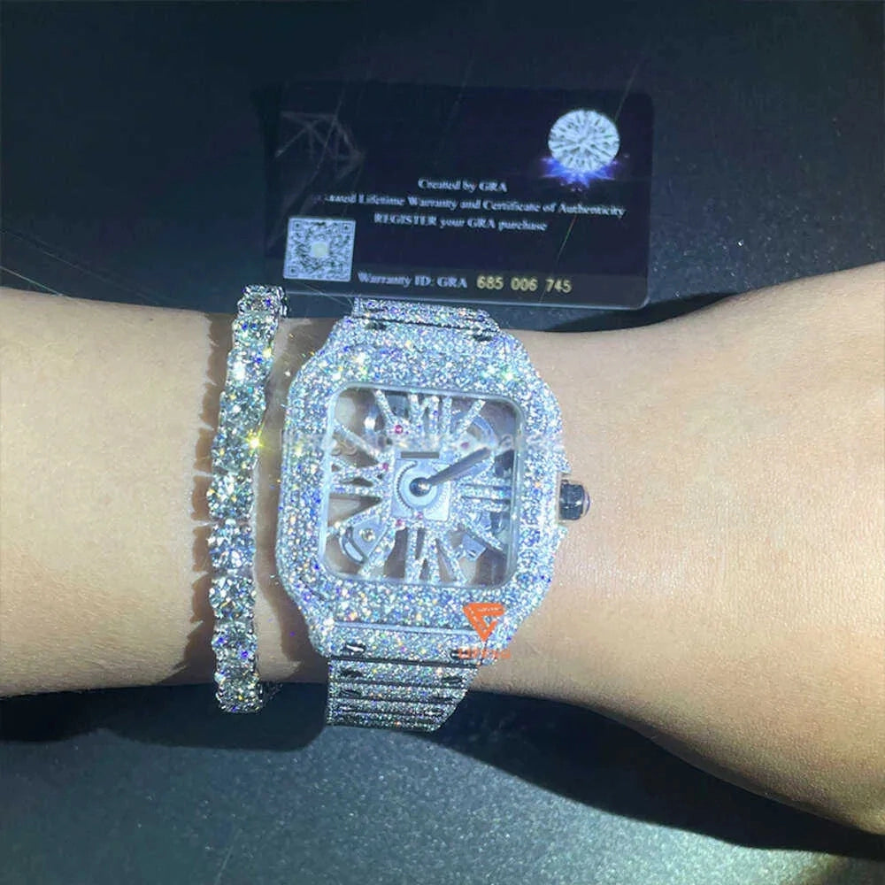 VVS Moissanite Iced Out Watch - Stainless Steel Diamond Luxury Watch for Men & Women | Perfect for Parties, Weddings & Special Occasions