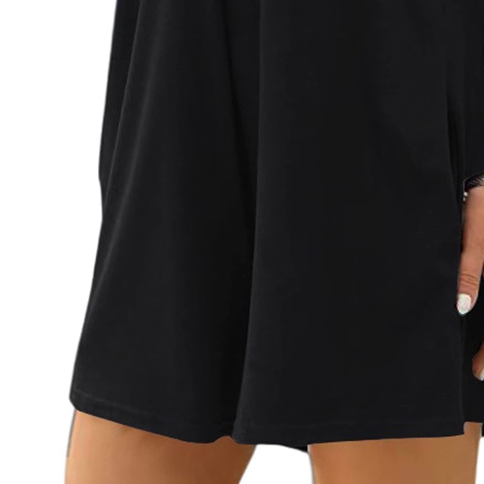 OULIWANGLUO Women's Stretchy Short Sleeve Romper Dress with Pockets - Comfortable Round Neck Jumpsuit for Summer, Casual Wear, Beach Vacation & Outdoor Activities