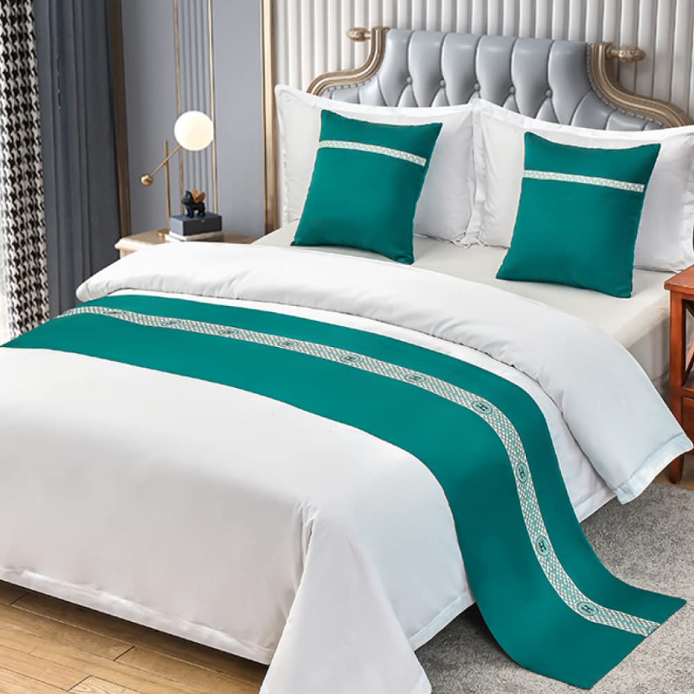 QFWMCW King Size Satin Jacquard Bed Scarf - Elegant Hotel Bed Cover, Bedspread, Coverlet & Bed Runner for Queen & Twin Beds - Perfect for Home Decor, Bedroom Styling & Luxury Hotel Bedding