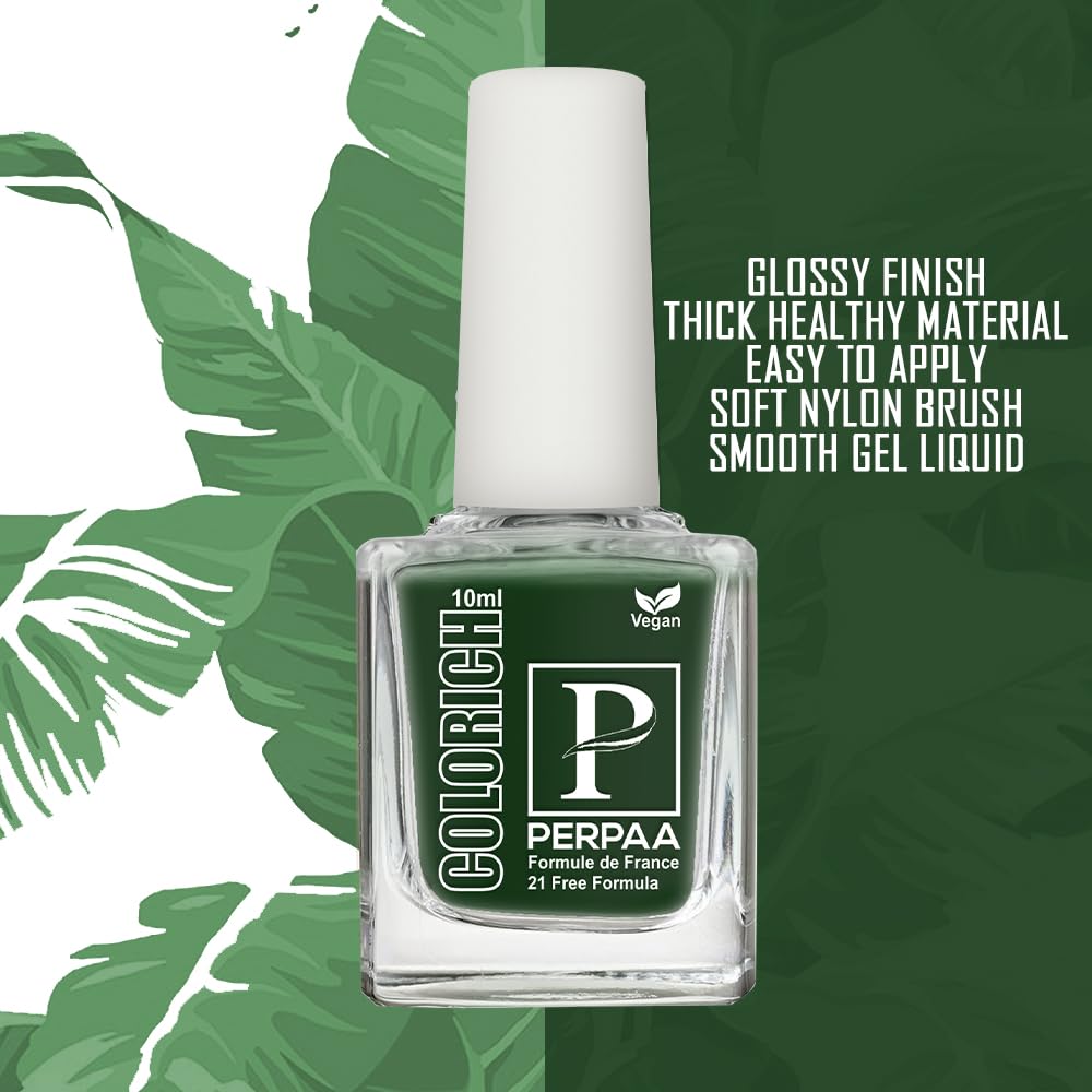 PERPAA Vegan Nail Polish Set - Quick Dry, Glossy Finish, Non-Toxic & Cruelty-Free - 2 Colors (Texture Silver & Army Green) 10ml Each - Perfect for Nail Art, Manicures, and Gift Giving