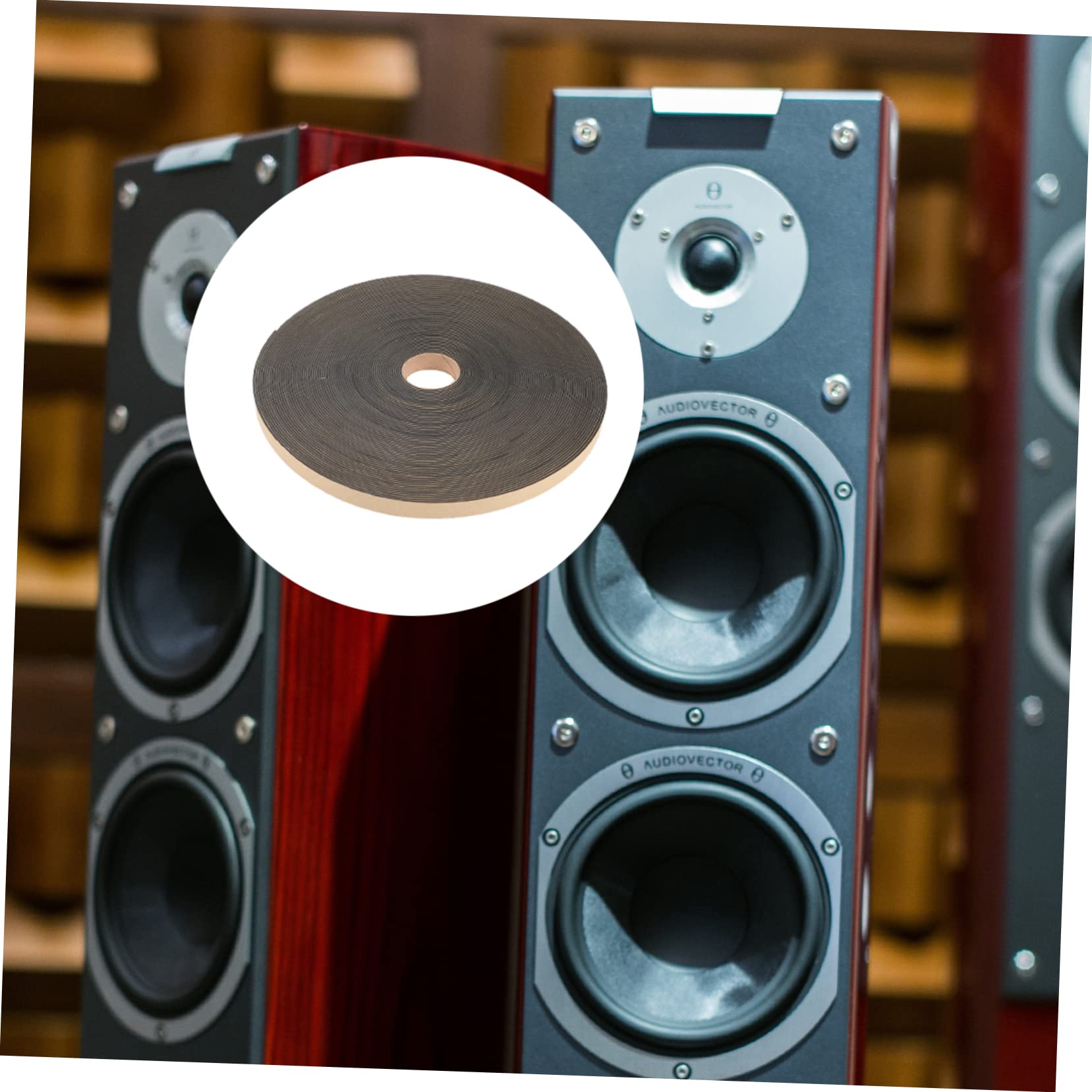 PartyKindom 1 Roll Speaker Shockproof Cotton Door Seal - Weatherproof Door Weather Stripping for Interior Doors, Windows & Cars - Double-Sided Adhesive Foam Tape, Sponge Pad for Soundproofing & Insulation - Perfect for Home, Office & Vehicle Weatherproofing