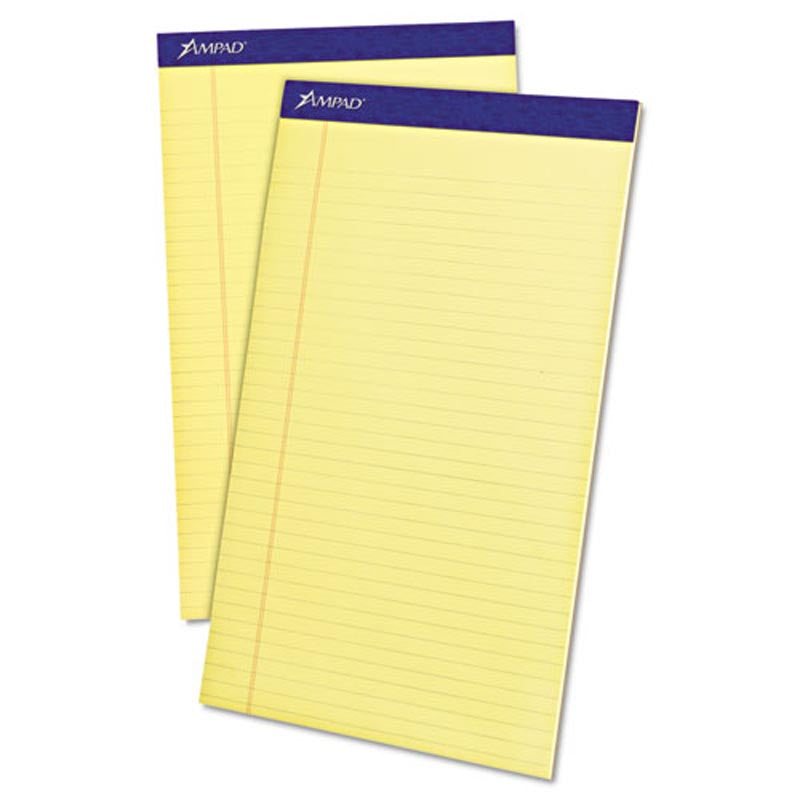 Perforated Wide Rule Legal Size Writing Pads - 16# Paper, 12 Pack (50 Sheets per Pad) - Ideal for Office, School, and Legal Document Drafting