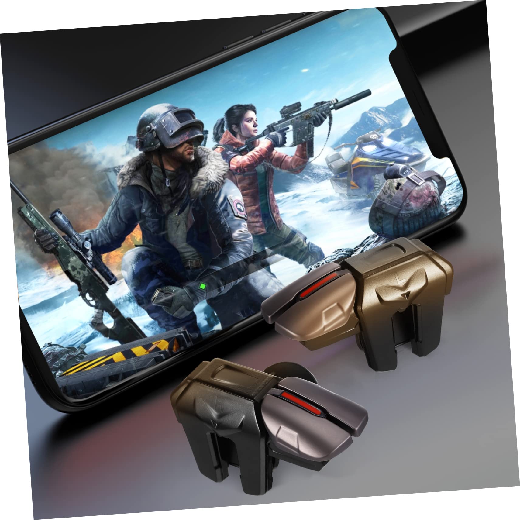 4 Pairs Auxiliary Button Gaming Triggers for PUBG Mobile - Phone Controller Grip with Cooling Radiator - Game Accessories for iPhone & Android - Enhance FPS Shooting in Fortnite, Call of Duty Mobile & More
