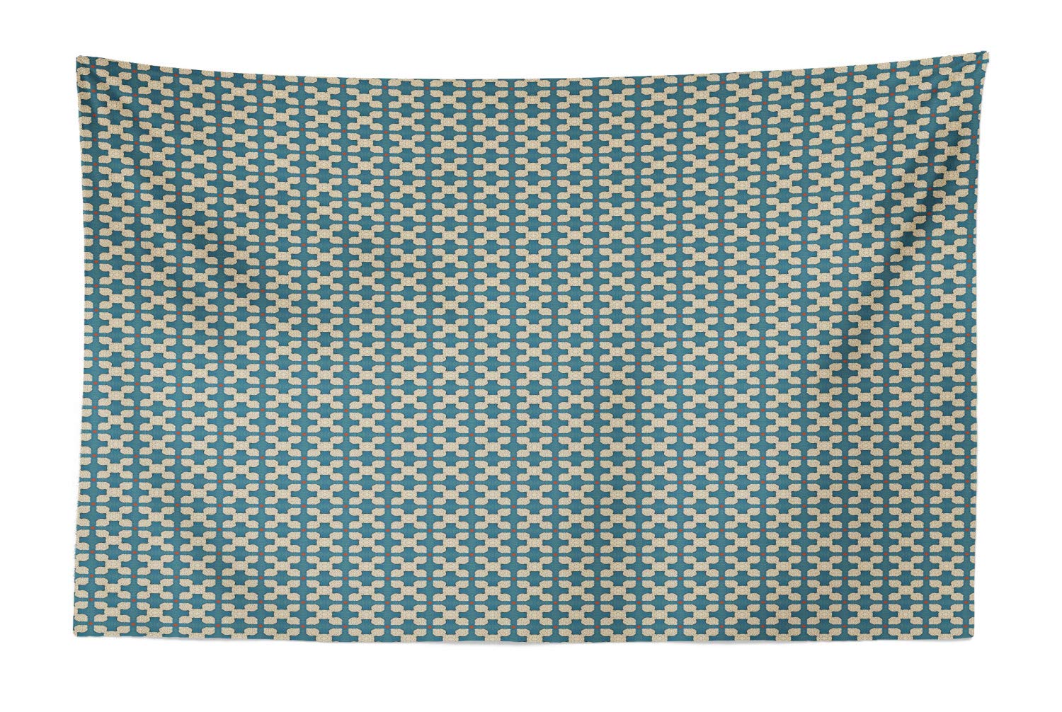 Ambesonne Abstract Tapestry Wall Art | Vintage Inspired Repeating Motifs | 45x30 Inch Fabric Wall Hanging Decor for Bedroom, Living Room, Dorm | Petrol Blue & Beige Bohemian Style | Perfect for Home Decor, Photo Backdrops & Gift Ideas