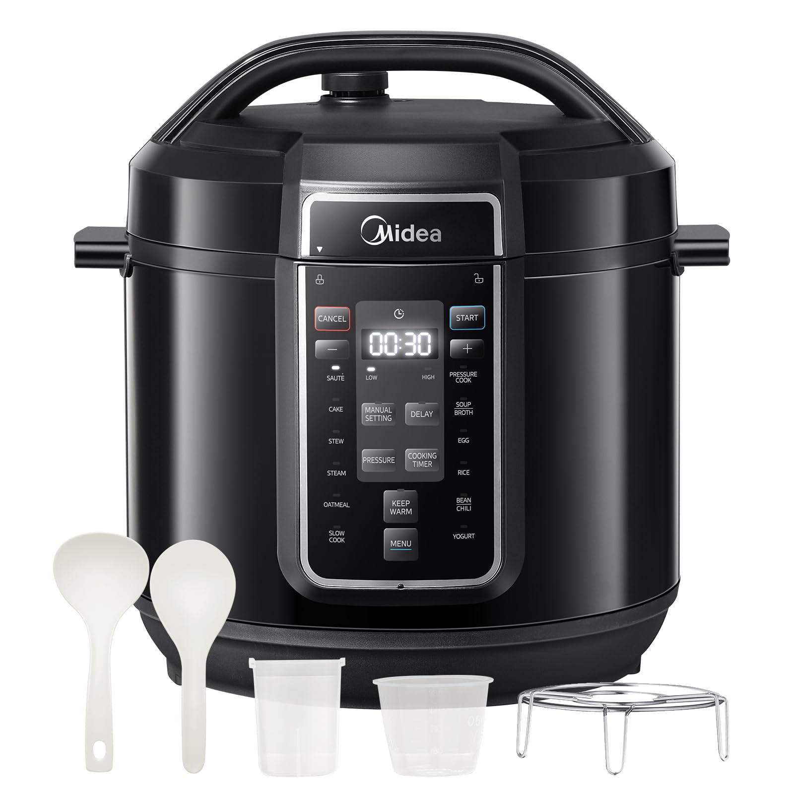 **Midea 9-in-1 Electric Pressure Cooker, 12 Preset Instant Pot with Non-Stick Inner Pot, Stainless Steel, 8 Qt – Perfect for Yogurt, Rice, Slow Cooking & Sautéing – Ideal for Family Dinners & Meal Prep**
