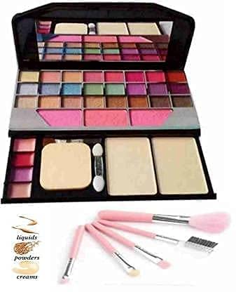 KAARM TYA Fashion 6155 Professional 5-Piece Pink Makeup Brush Set with Multicolor Makeup Kit - Perfect for Travel, Bridal & Everyday Makeup (Pack of 6)