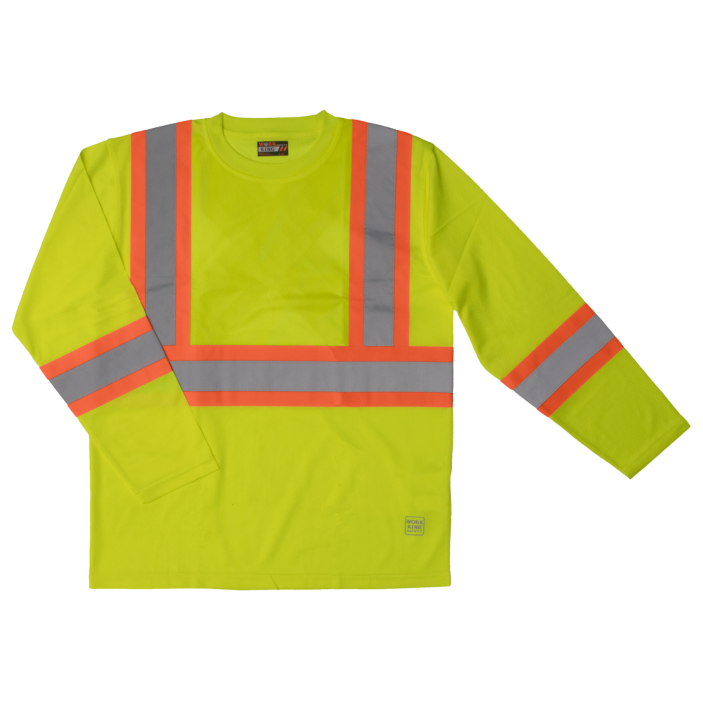 Tough Duck ST10 High Visibility Long Sleeve T-Shirt - ANSI Certified Safety Workwear for Construction, Road Crew & Nighttime Outdoor Activities