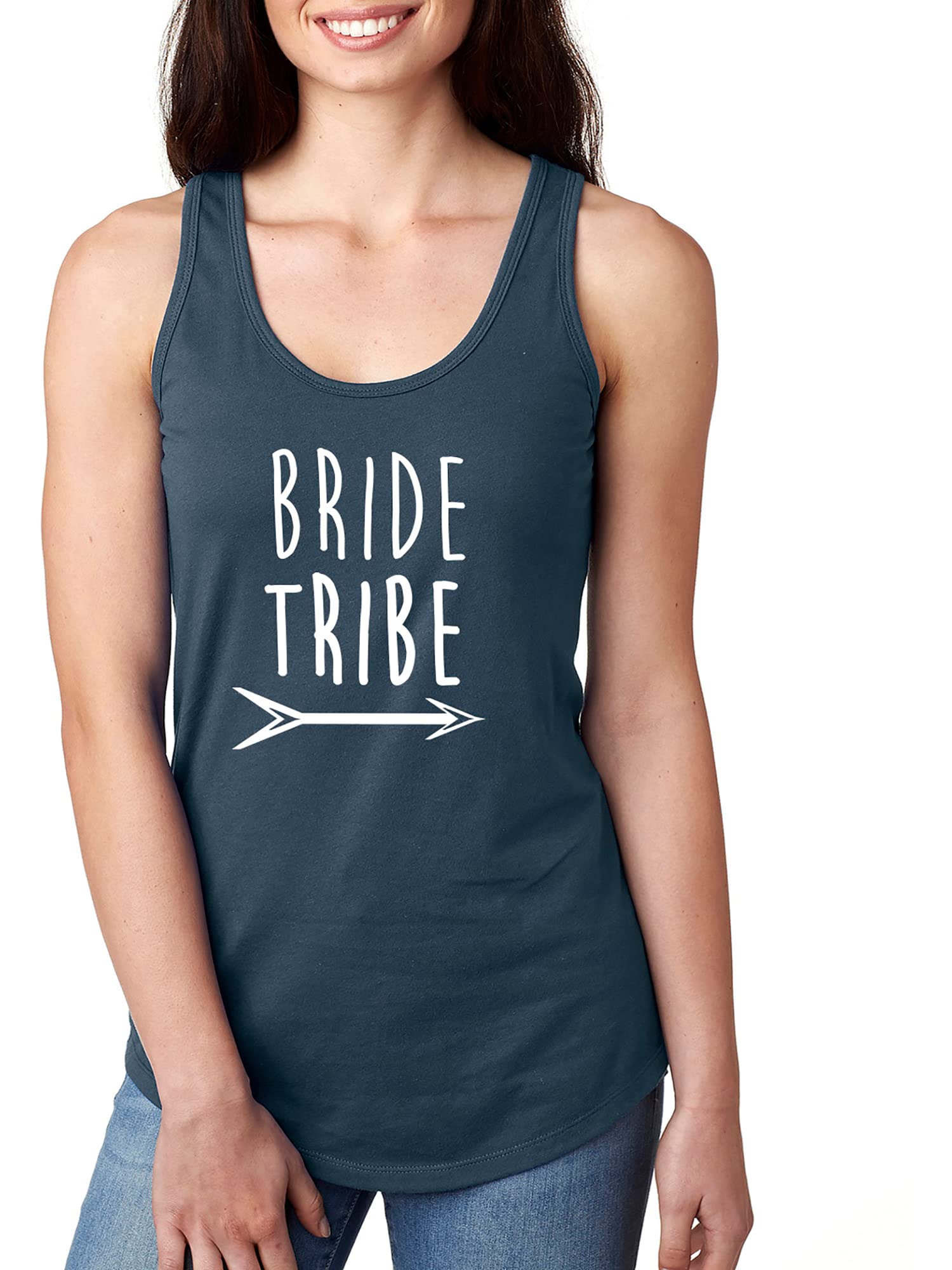 Bride Tribe with Arrow Racerback Tank Top - Women's Fashion Wedding Party Outfit for Bachelorette, Bridal Shower & Girls Night Out