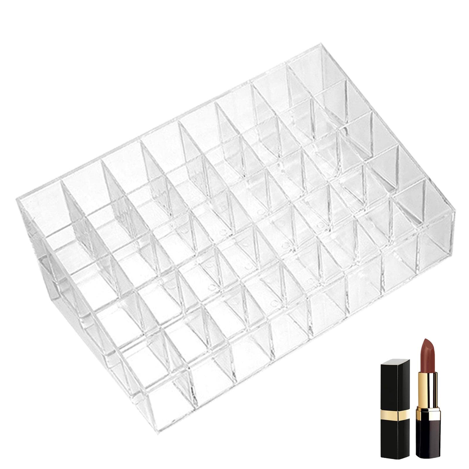 9/24/36/40 Grids Clear Acrylic Lipstick Organizer & Cosmetic Storage Box | Desktop Makeup Holder for Lipsticks, Lip Gloss & Beauty Products | Perfect for Vanity, Bathroom & Travel Organization