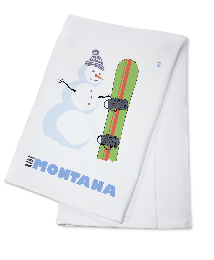 Montana Snowman with Snowboard - 100% Cotton Tea Towel | Decorative Hand Towel for Kitchen & Home Decor | Perfect for Holiday Gifts & Cozy Winter Decorations