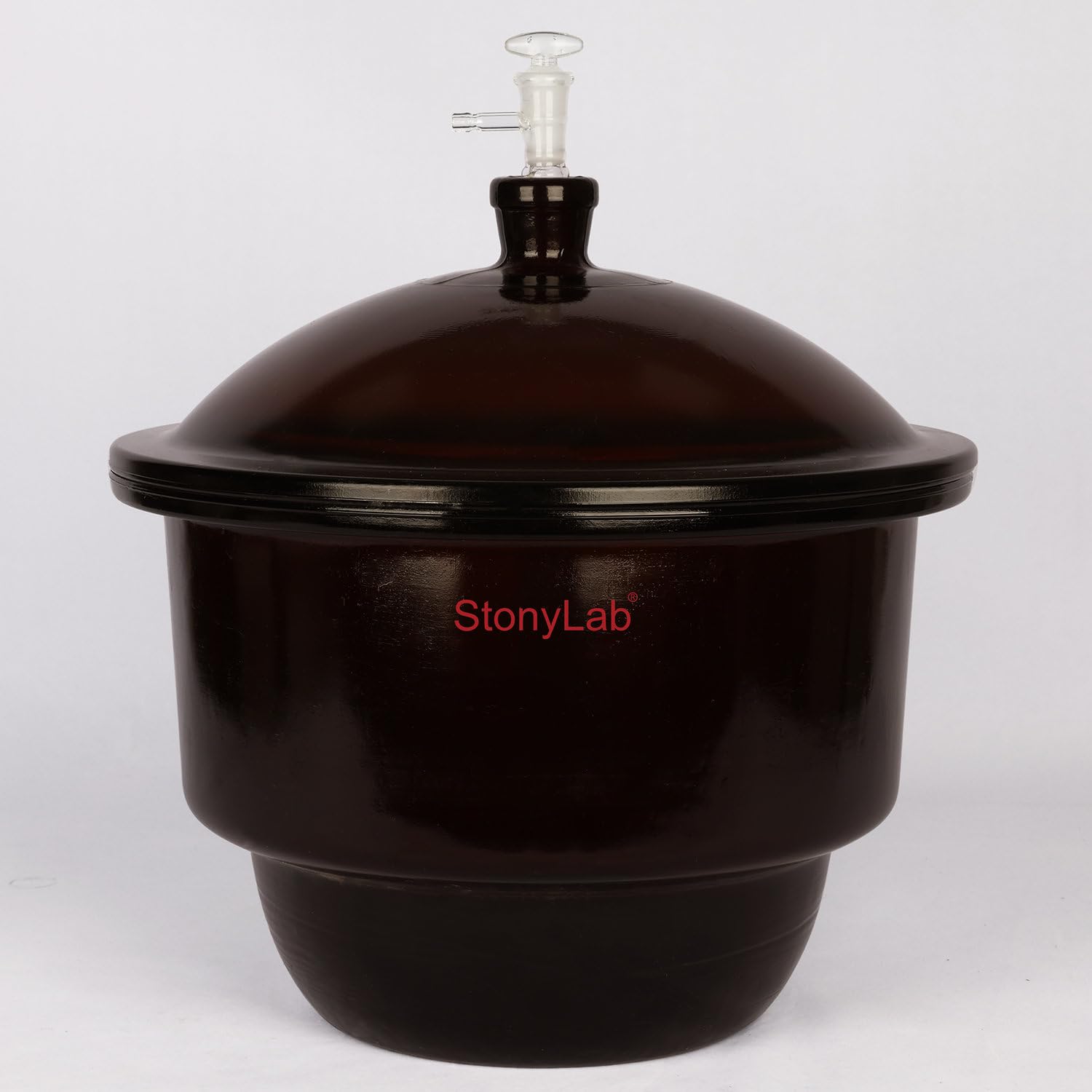 Stonylab 11.8 Inch Amber Glass Vacuum Desiccator with Glass Vacuum Valve & Porcelain Plate - Ideal for Laboratory, Science Experiments, and Moisture-Sensitive Storage