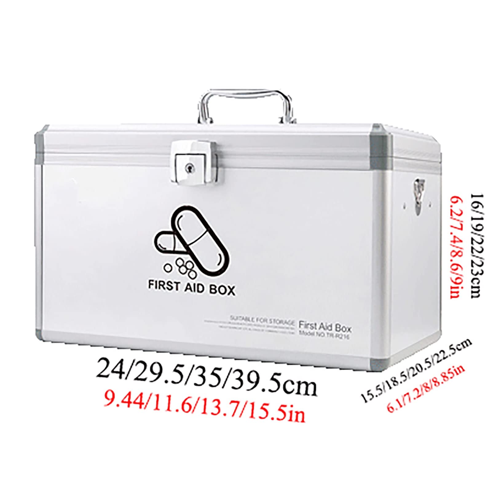 Large Capacity First Aid Kit - Portable Medicine Storage Box with Safety Buckle for Home, Travel & Emergency | 29.5cm White Medical Organizer for Family Safety & Outdoor Adventures