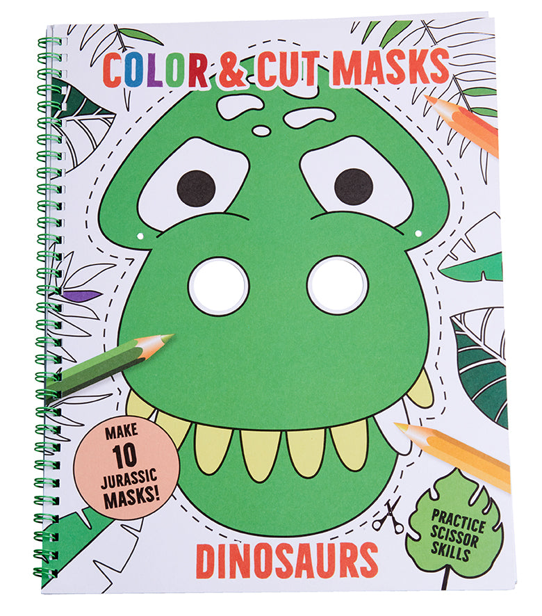 Dinosaur Color & Cut Masks for Kids - Fun DIY Craft Activity for Parties, School Projects & Creative Play