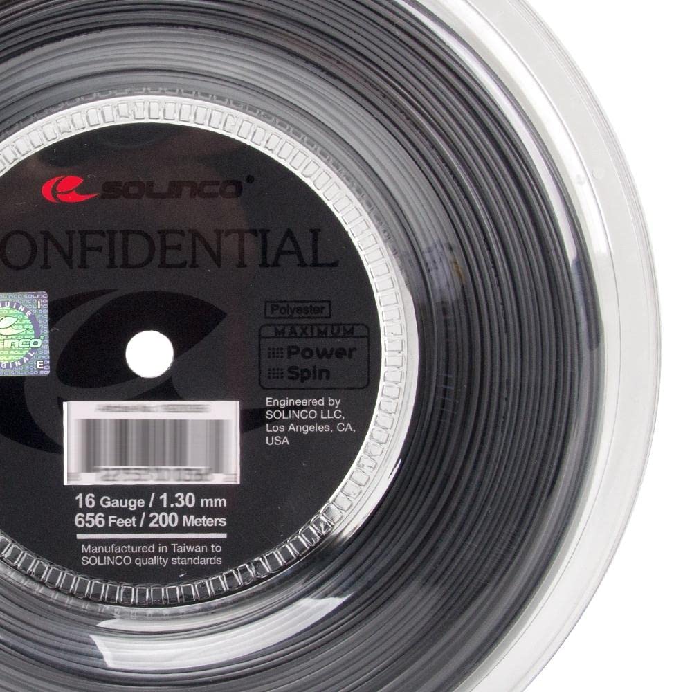 Solinco Confidential Tennis String Reel 656ft/200m - High Performance Polyester String for Tennis Rackets | Perfect for Competitive Play & Stringing Professionals