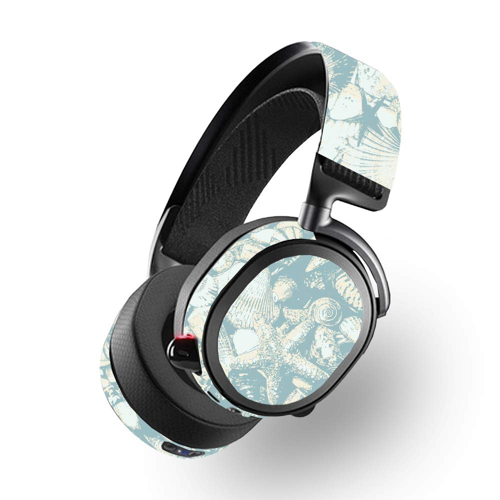 SteelSeries Arctis Pro Wireless Skin - Blue Seashells Vinyl Wrap | Protective & Durable Decal Cover | Easy to Apply & Remove | Made in USA | Perfect for Gaming & Customization