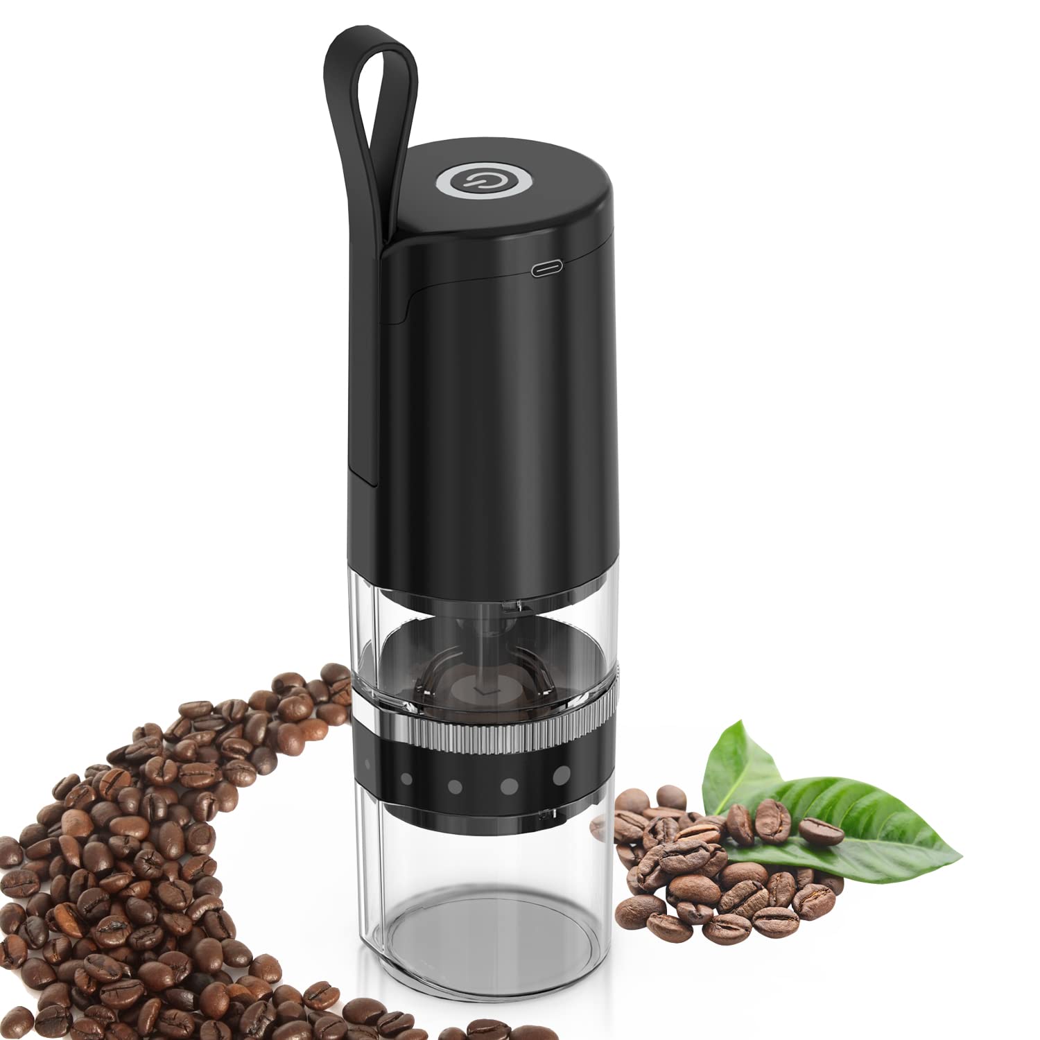 Premium Electric Coffee Grinder - Adjustable Burr Mill with 5 Precise Settings for Espresso, Drip, Pour Over & French Press | Portable Coffee Bean Grinder for Home, Office & Travel (Black)