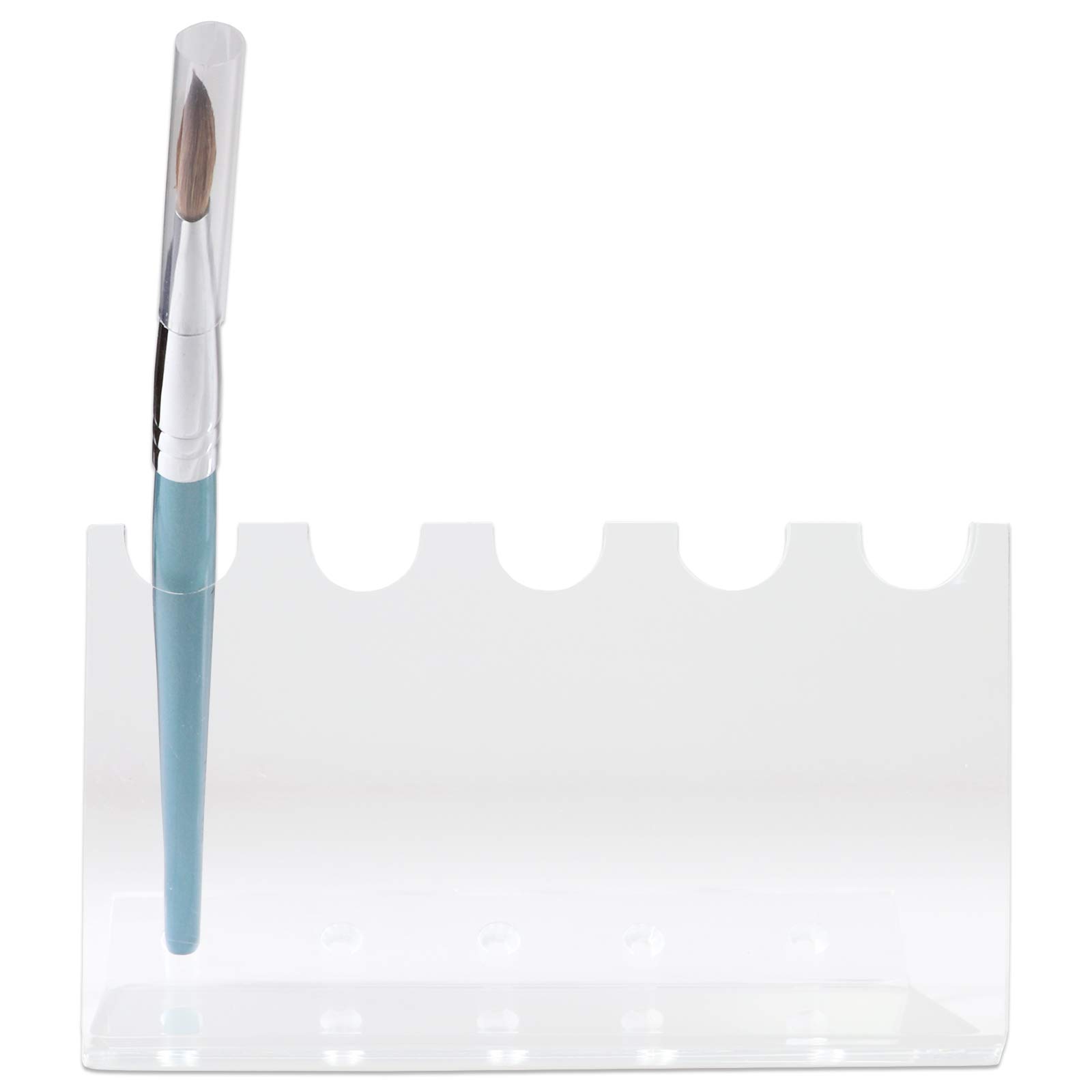 Beauticom 5-Slot Clear Acrylic Makeup Brush Holder - Vertical Stand for Cosmetic Brushes, Powder Brushes, Nail Art Tools, Pens & Markers (20-Piece Set) - Perfect for Salon, Vanity & Bathroom Organization
